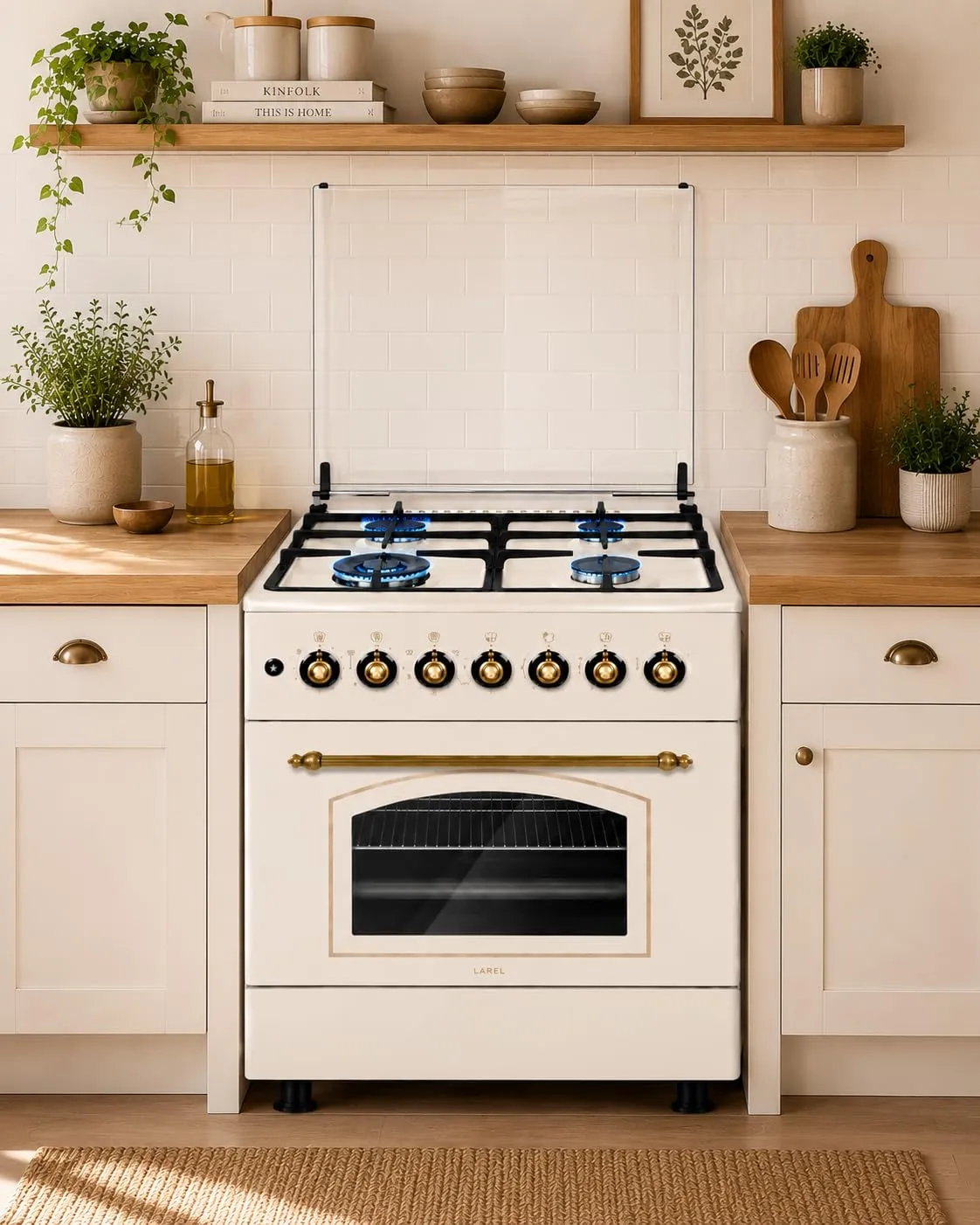 Lar.el Cucina 60x60 4 Fuochi Accensione Elettrica Forno a Gas Ventilato Rustica Griglie in Ghisa - immagine 4