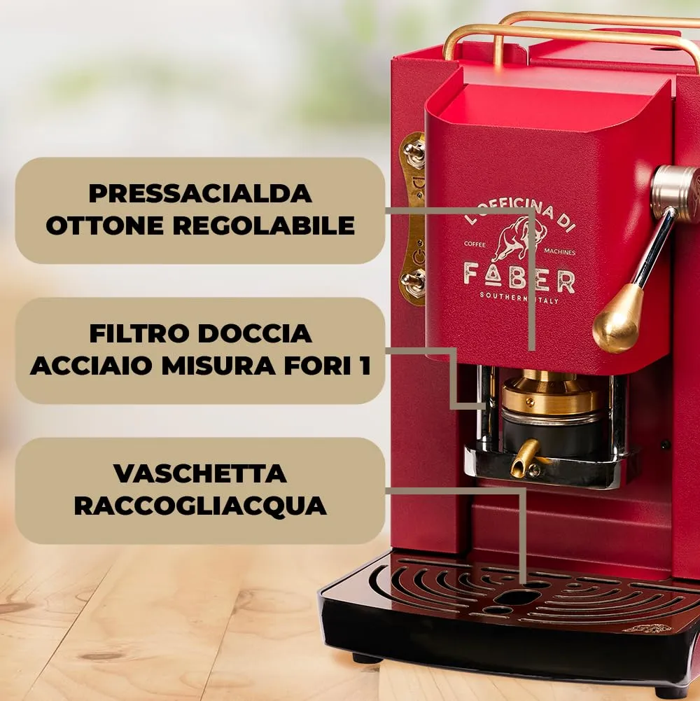 Faber Modello Pro Deluxe Macchina caffè a cialde ESE 44mm, Cherry Red - immagine 3