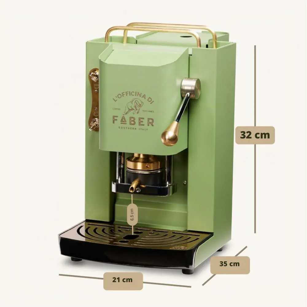 Faber Modello Pro Deluxe Macchina Caffè a Cialde ESE 44mm, Pressacialda in Ottone Regolabile, Acid Green - immagine 4