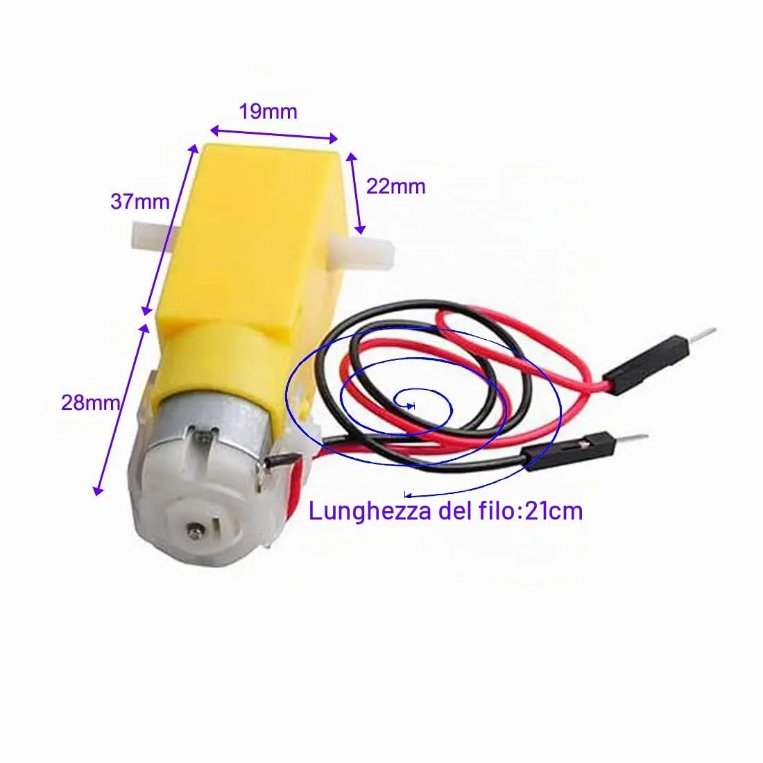 Guuzi TT DC Gear Motor Double Shaft 3-6V for Arduino Robot Smart Car, 6 Pieces - immagine 4