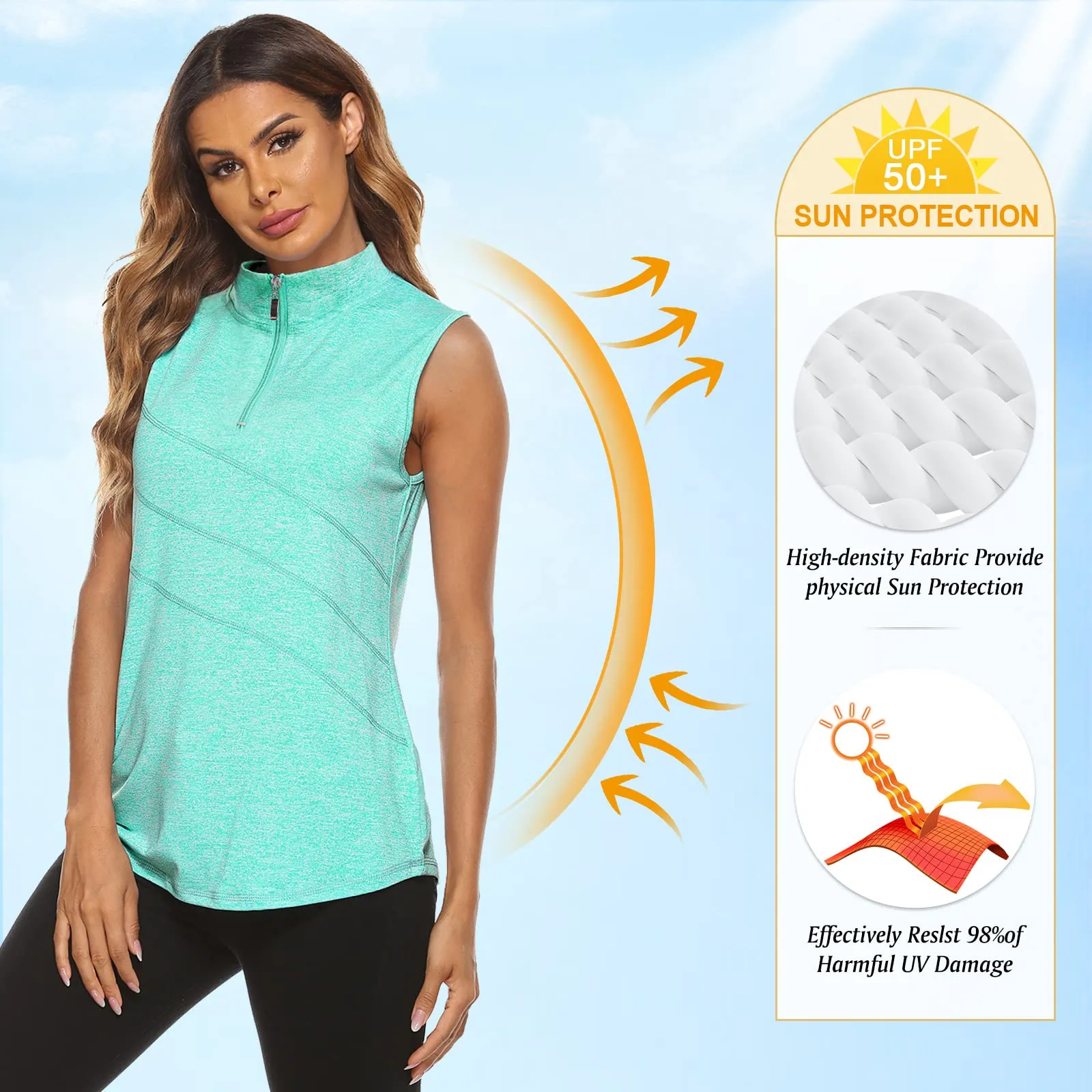 Koscacy Polo da Golf da Donna senza maniche con cerniera Lyndee, L - immagine 3