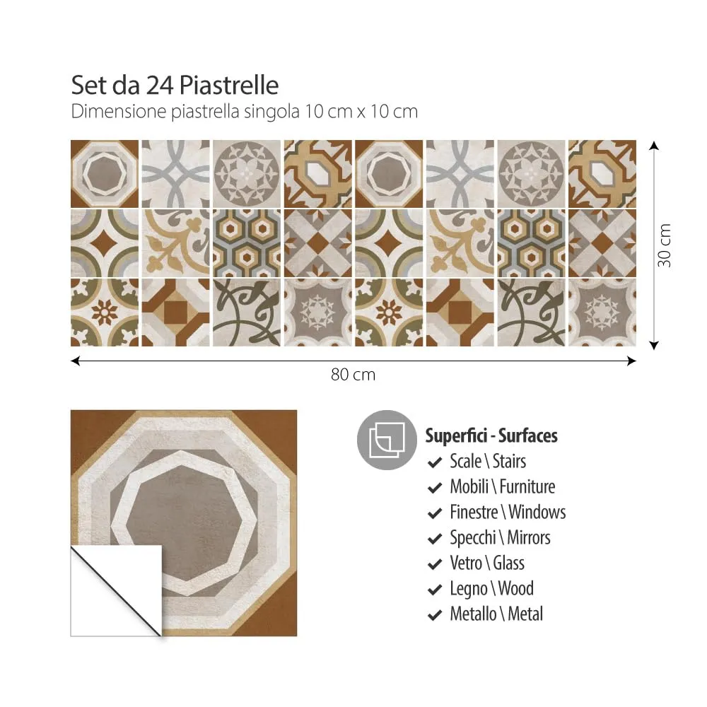 RE-COVERTILES Adesivi Piastrelle in PVC Animalier 24 Pz 10x10 cm PS00173 - immagine 3