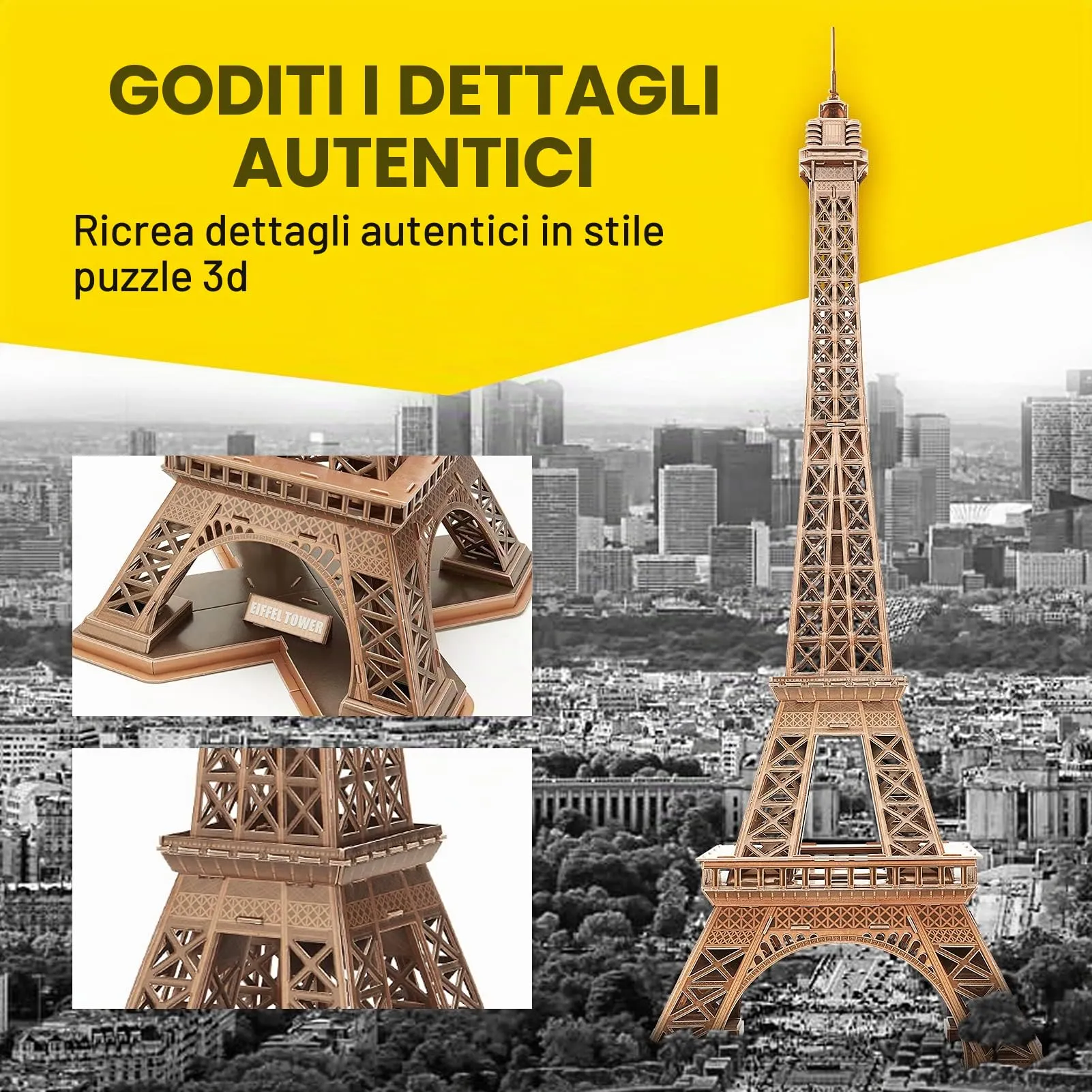 CubicFun Puzzle 3D Torre Eiffel Parigi, Modello Architettura 80 Pezzi - immagine 4