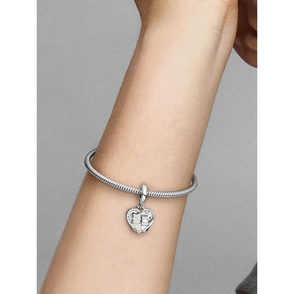 Pandora Passions Ciondolo in argento sterling con gatti, cuore, zirconi cubici e smalto argentato 799546C01 - immagine 3