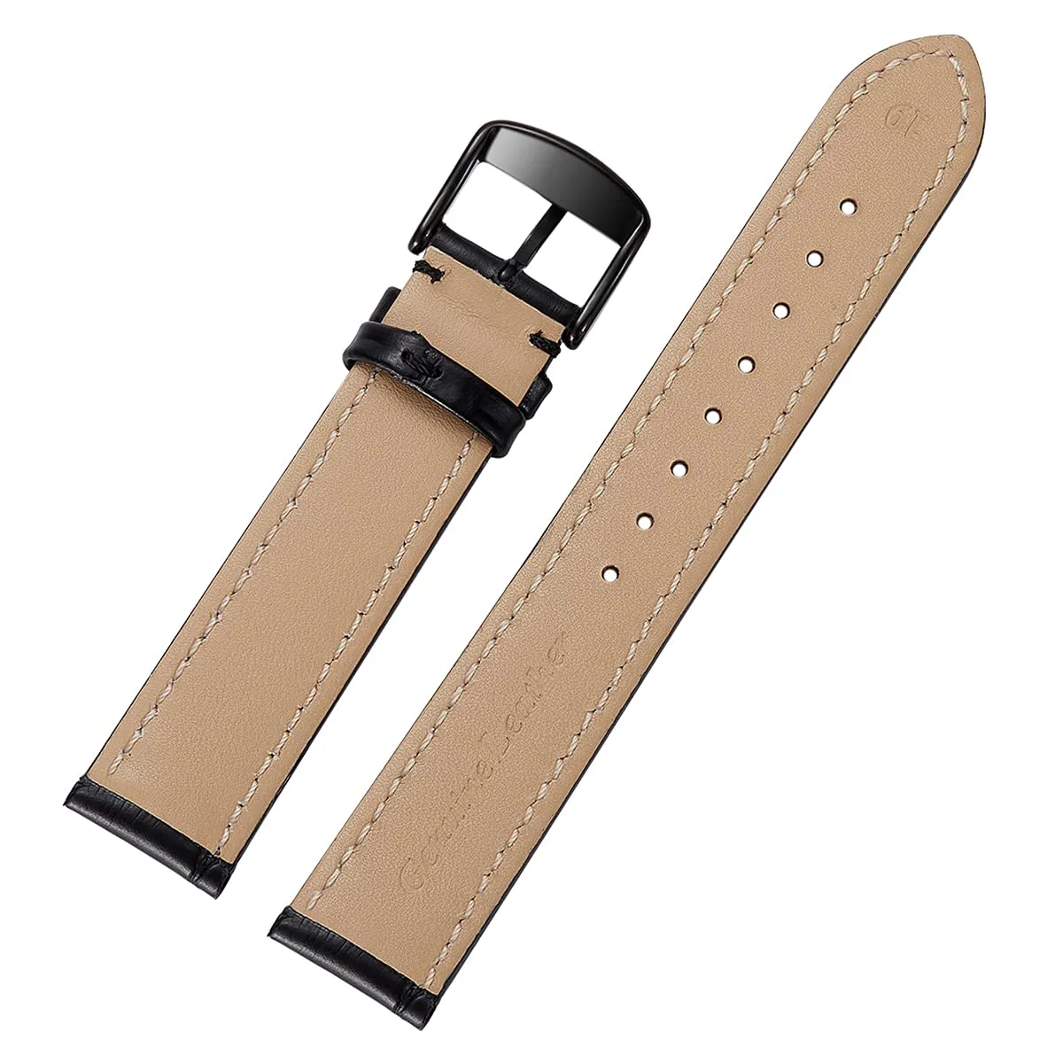 iStrap Cinturino in Pelle Motivo Coccodrillo 18mm Nero - immagine 3