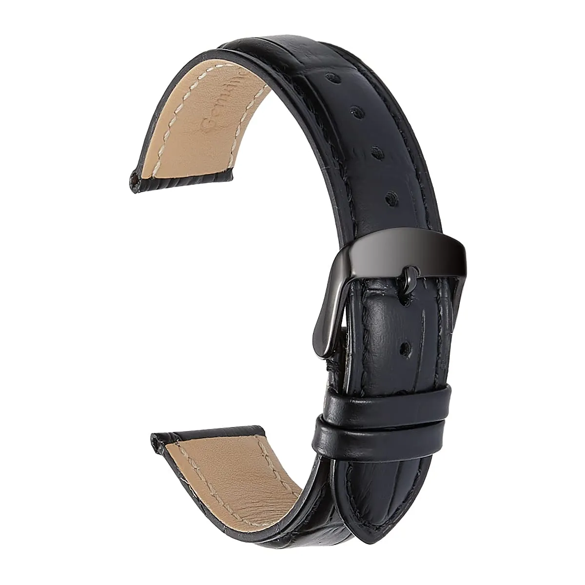 iStrap Cinturino in Pelle Motivo Coccodrillo 19mm Nero - immagine 2