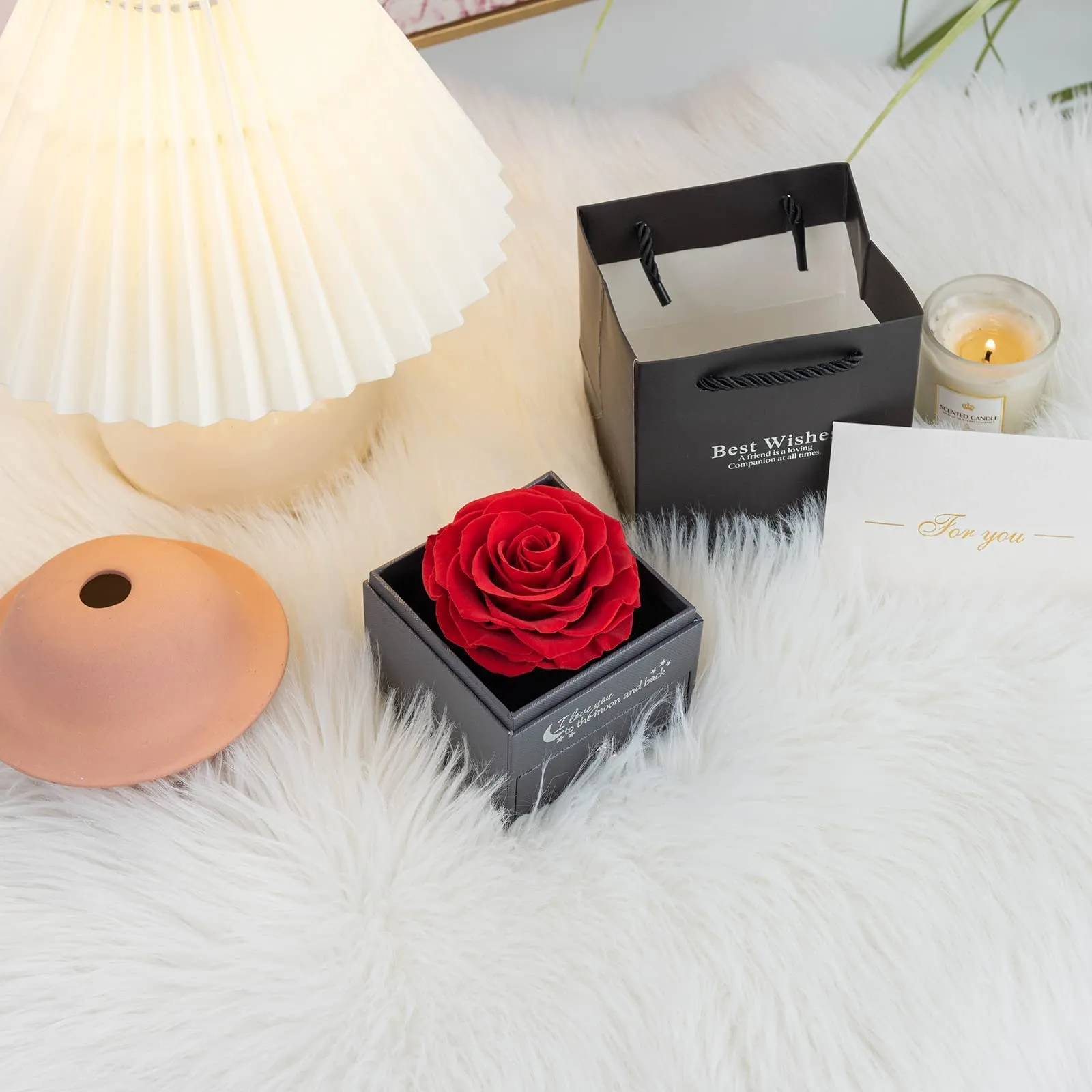 Miofula Rosa Stabilizzata con Collana e Orecchini in Argento 925, Set Regalo con Rosa Eterna in Scatola Lusso - immagine 7
