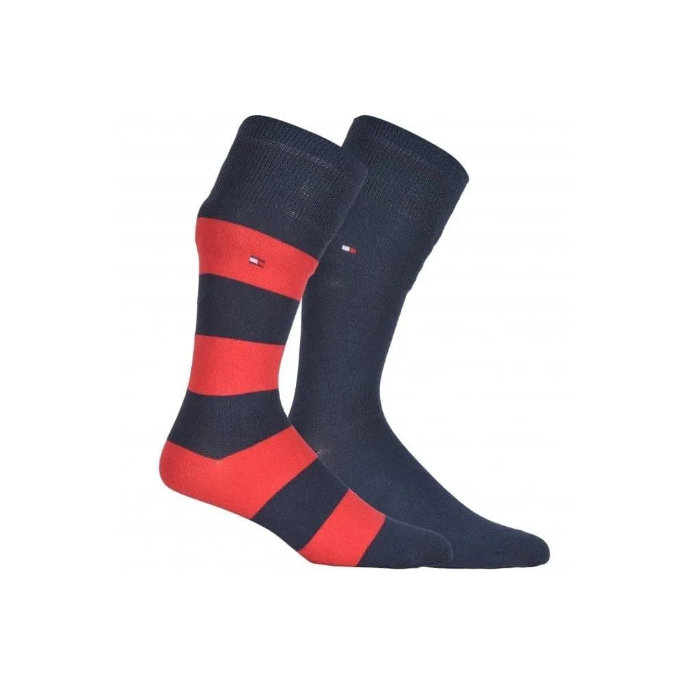 Tommy Hilfiger Men's Rugby Socks 2-Pack, Rosso, 39-42 - immagine 1