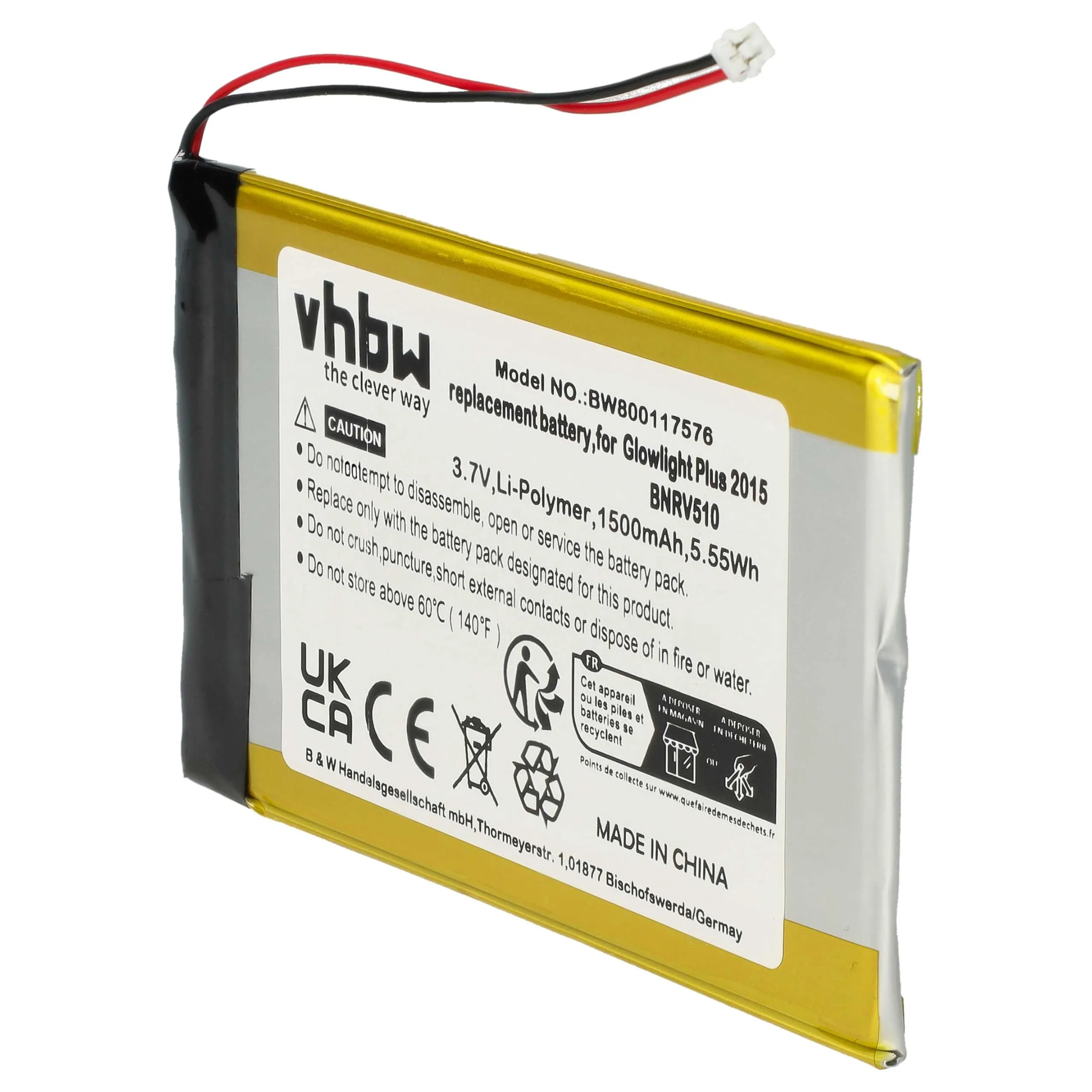 vhbw Batteria per Tolino Vision 4HD, 2 eBook reader (1500mAh, 3,7V, Li-Poly) - immagine 1