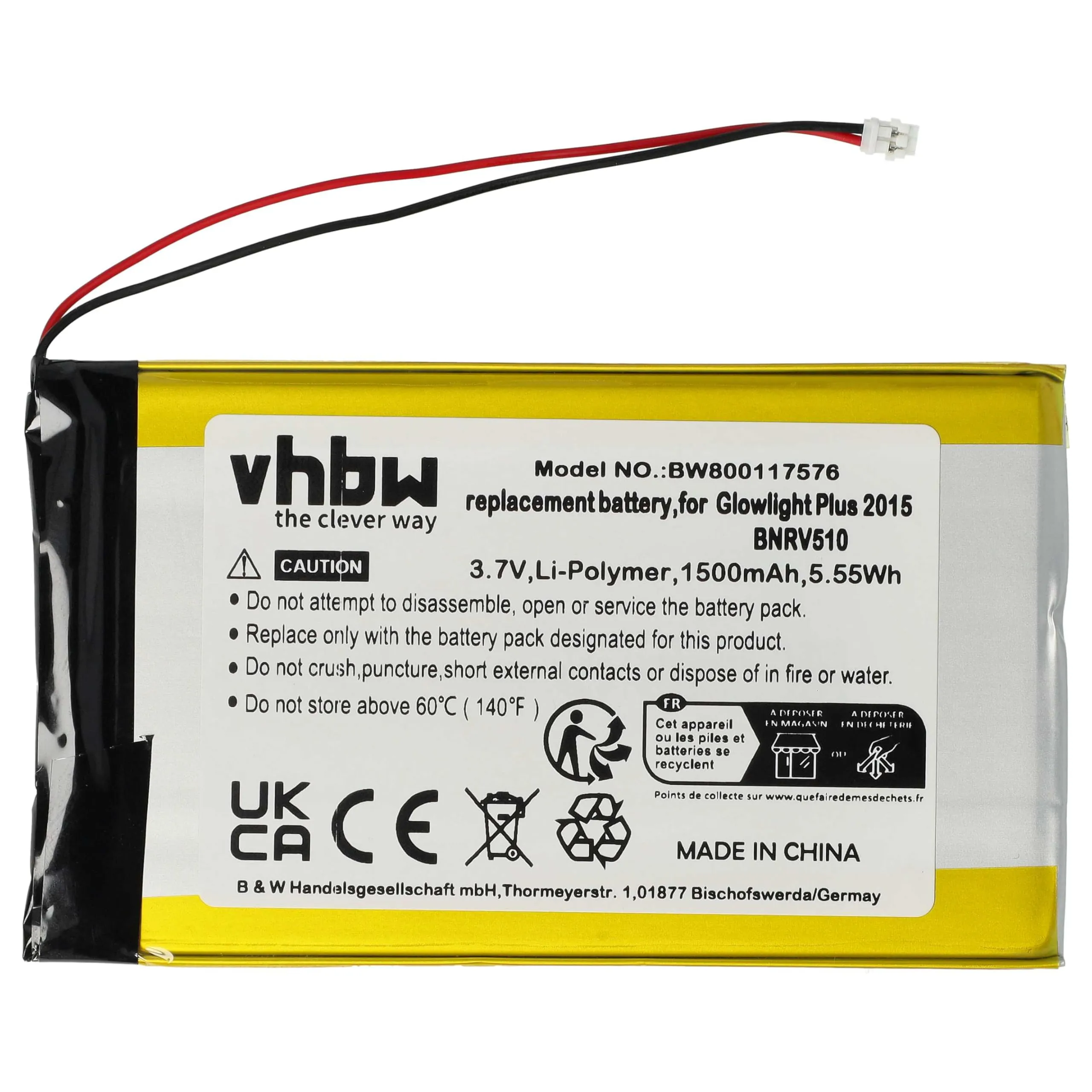 vhbw Batteria per Tolino Vision 4HD, 2 eBook reader (1500mAh, 3,7V, Li-Poly) - immagine 3