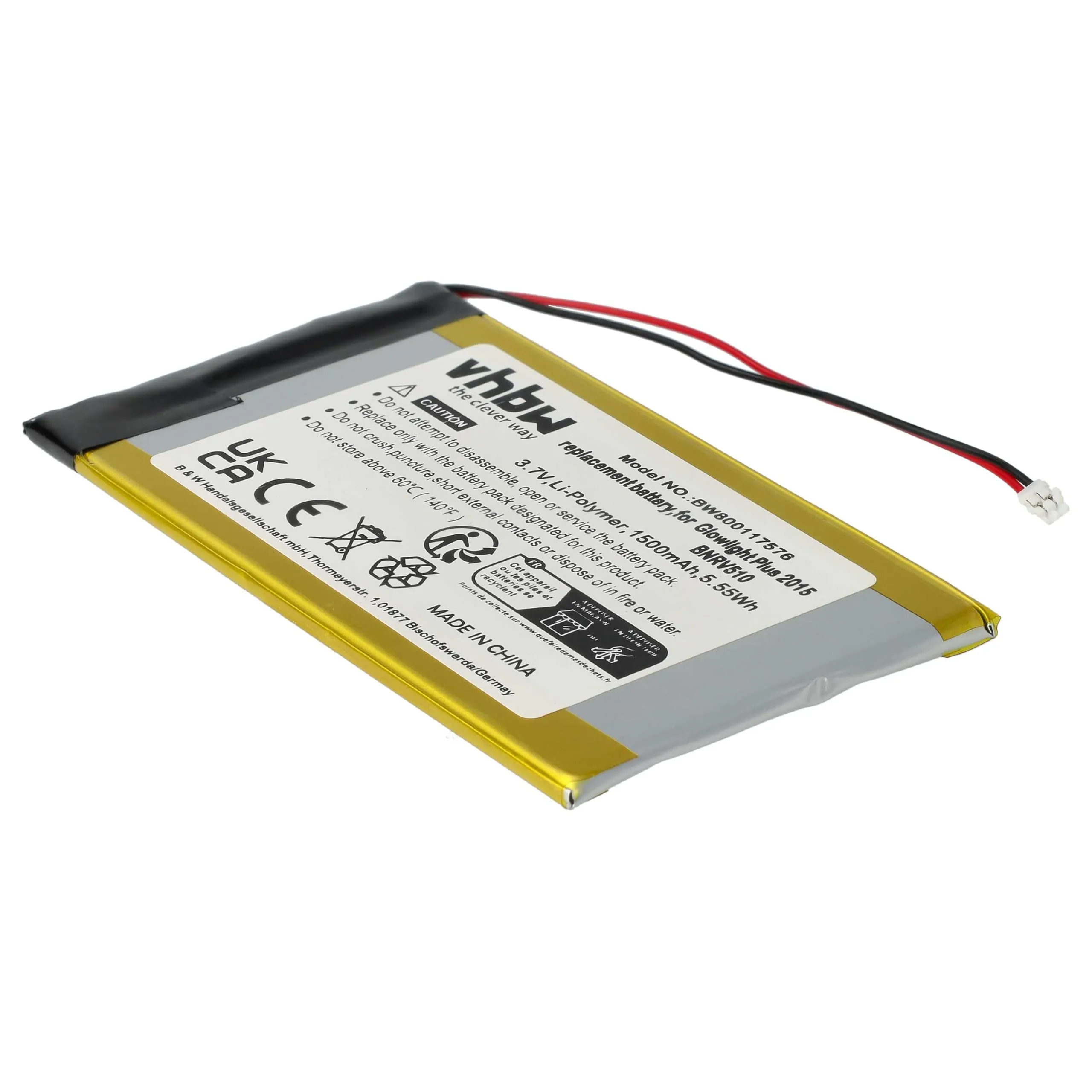 vhbw Batteria per Tolino Vision 4HD, 2 eBook reader (1500mAh, 3,7V, Li-Poly) - immagine 8