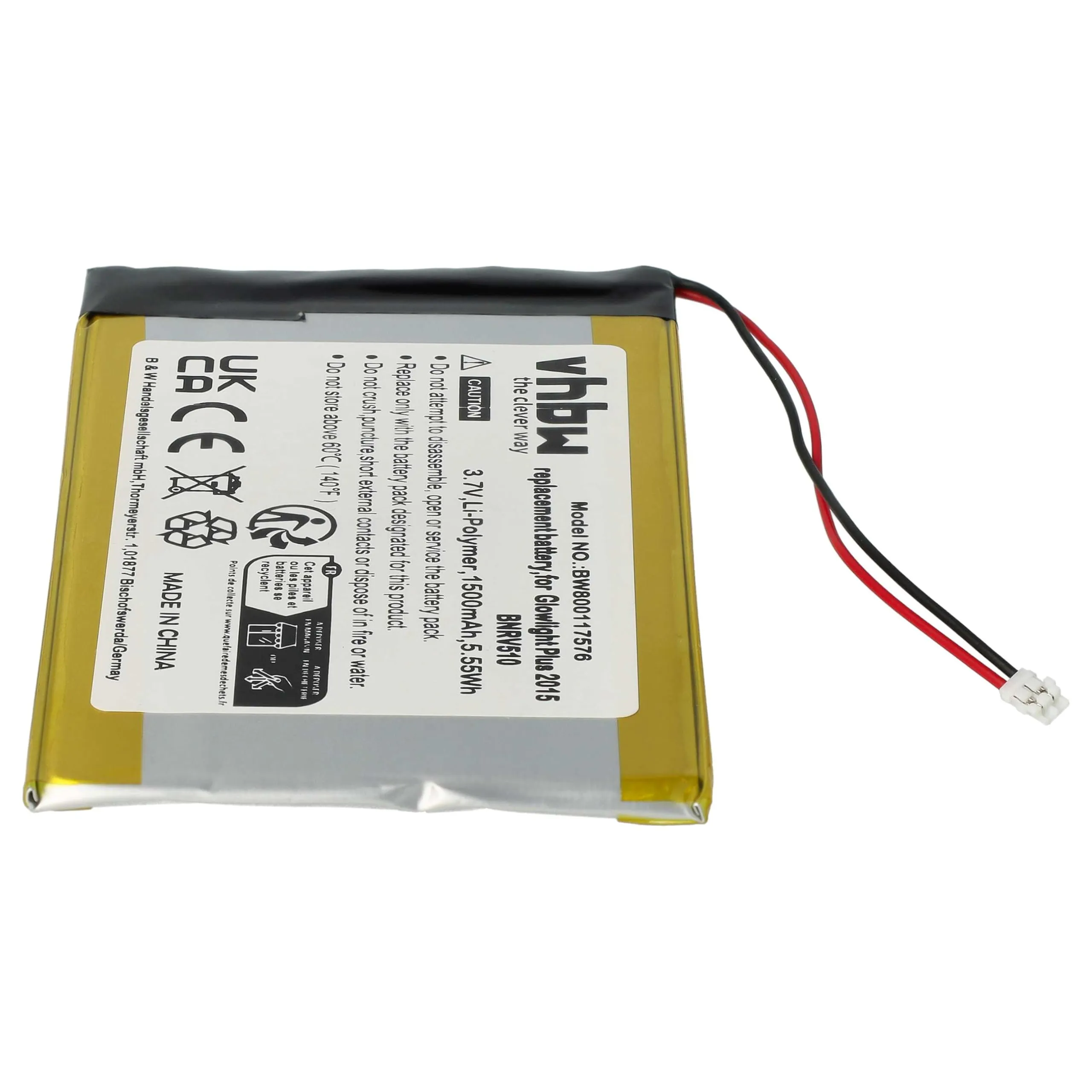 vhbw Batteria per Tolino Vision 4HD, 2 eBook reader (1500mAh, 3,7V, Li-Poly) - immagine 9