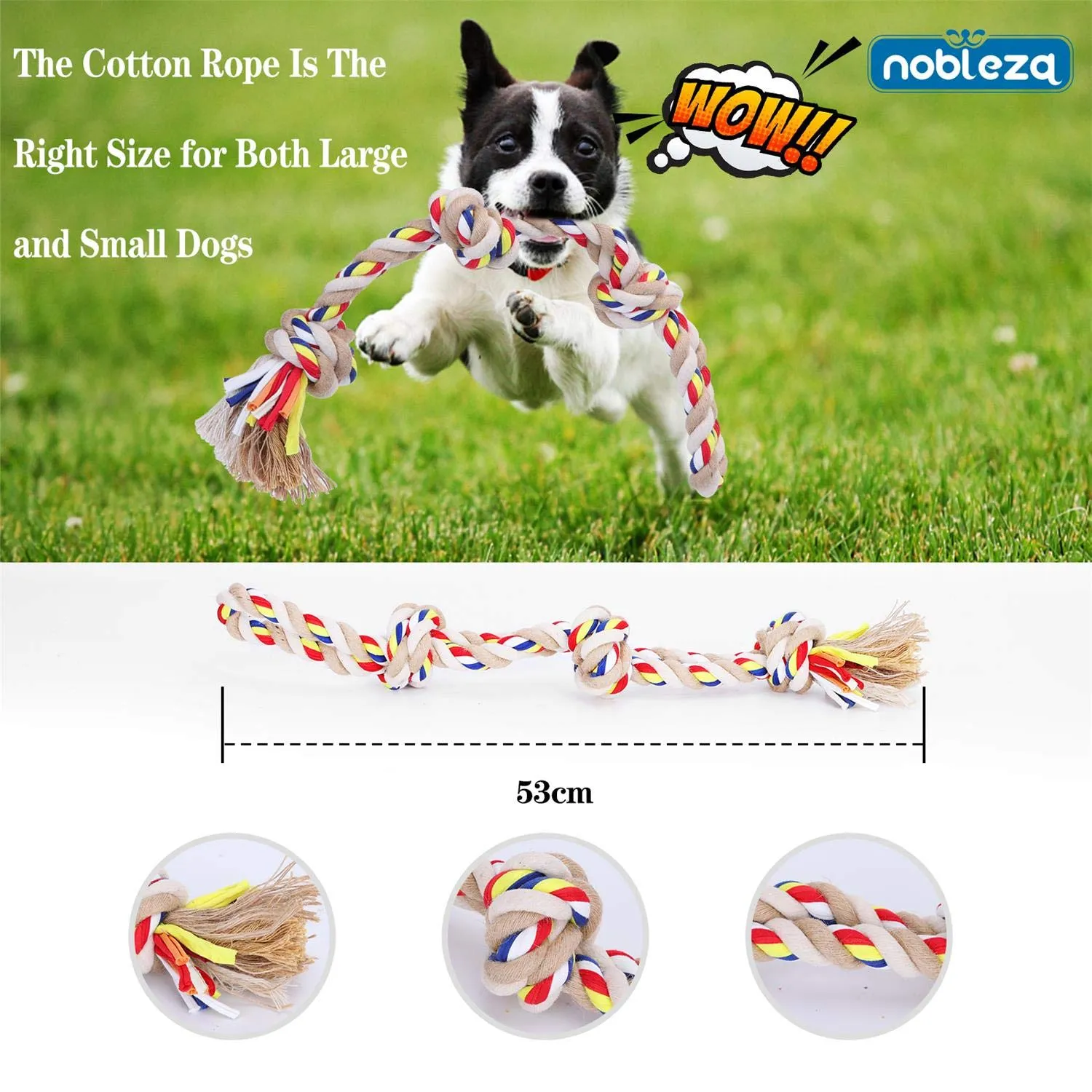 Nobleza Corda Giocattolo per Cani in Cotone, 53 cm, Beige e Marrone - immagine 2