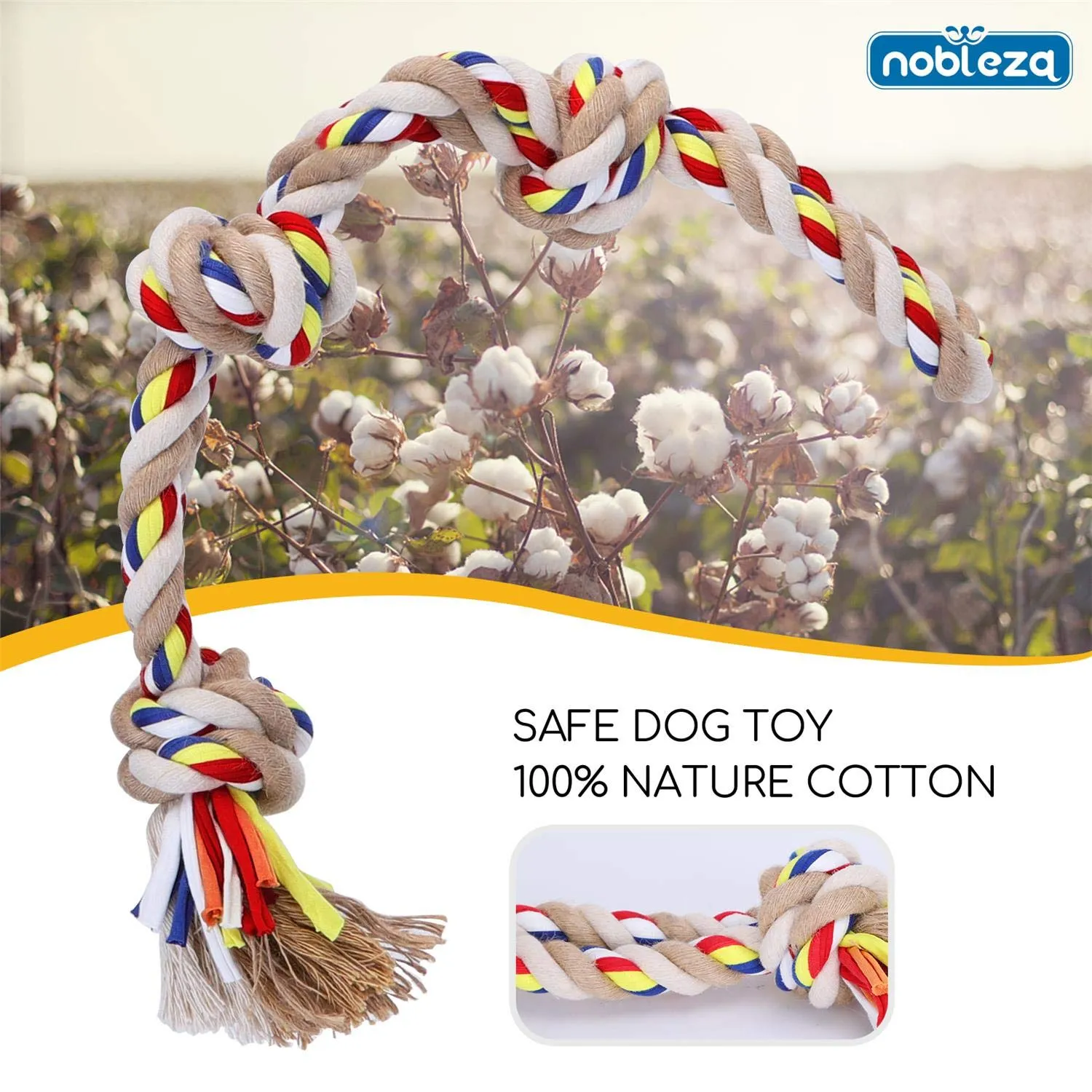 Nobleza Corda Giocattolo per Cani in Cotone, 53 cm, Beige e Marrone - immagine 3