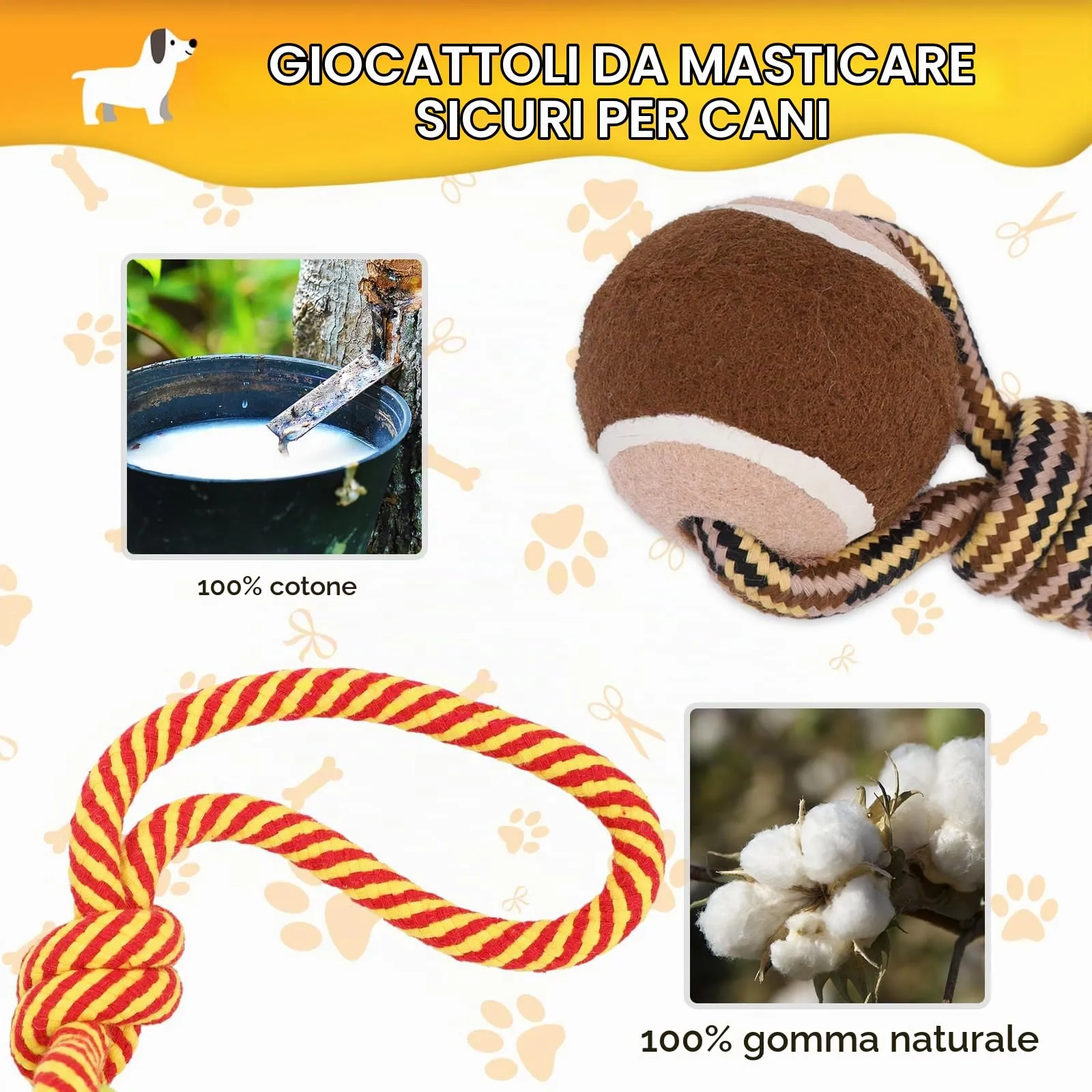 Nobleza Corda Giocattolo per Cani in Cotone per Salute Dentale, 28 cm - immagine 3