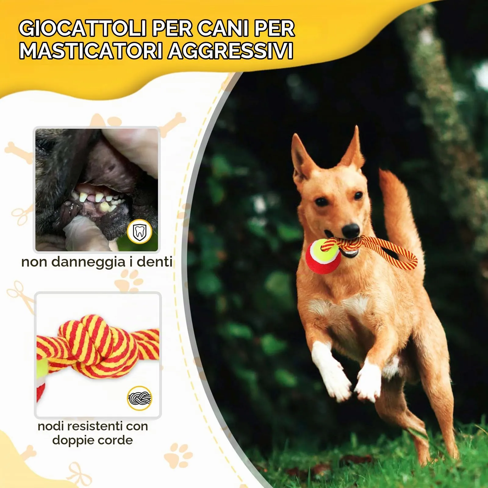 Nobleza Corda Giocattolo per Cani in Cotone per Salute Dentale, 28 cm - immagine 4