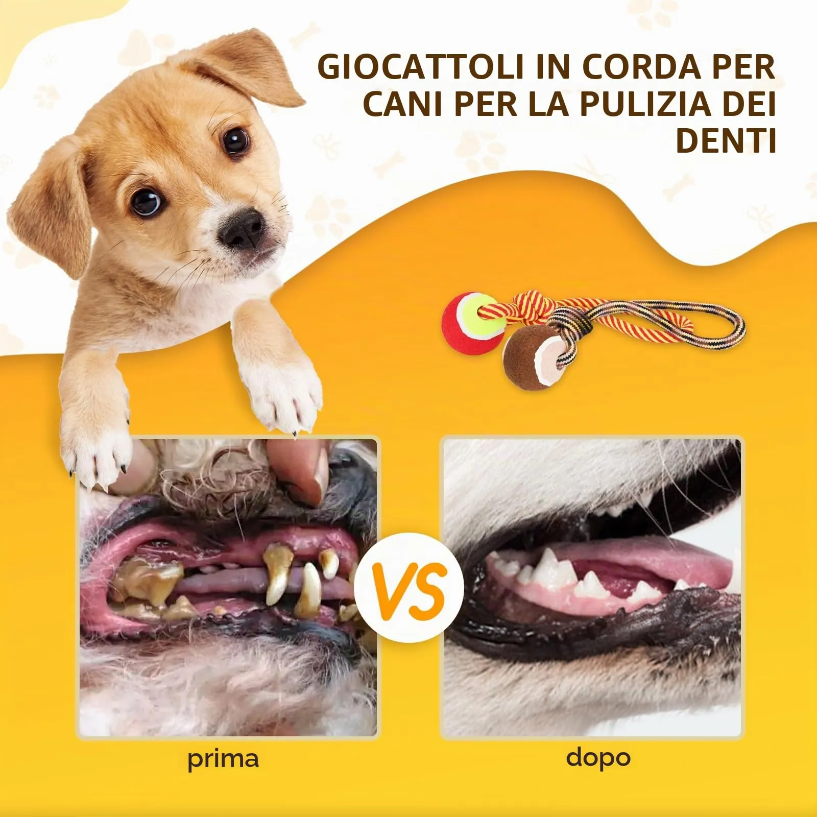 Nobleza Corda Giocattolo per Cani in Cotone per Salute Dentale, 28 cm - immagine 5