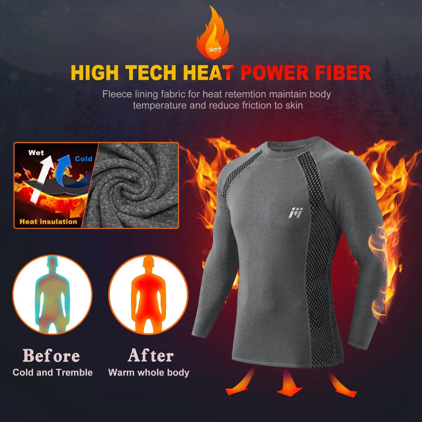 MEETWEE Maglia Termica Uomo a Manica Lunga Compression Baselayer Sport - immagine 2