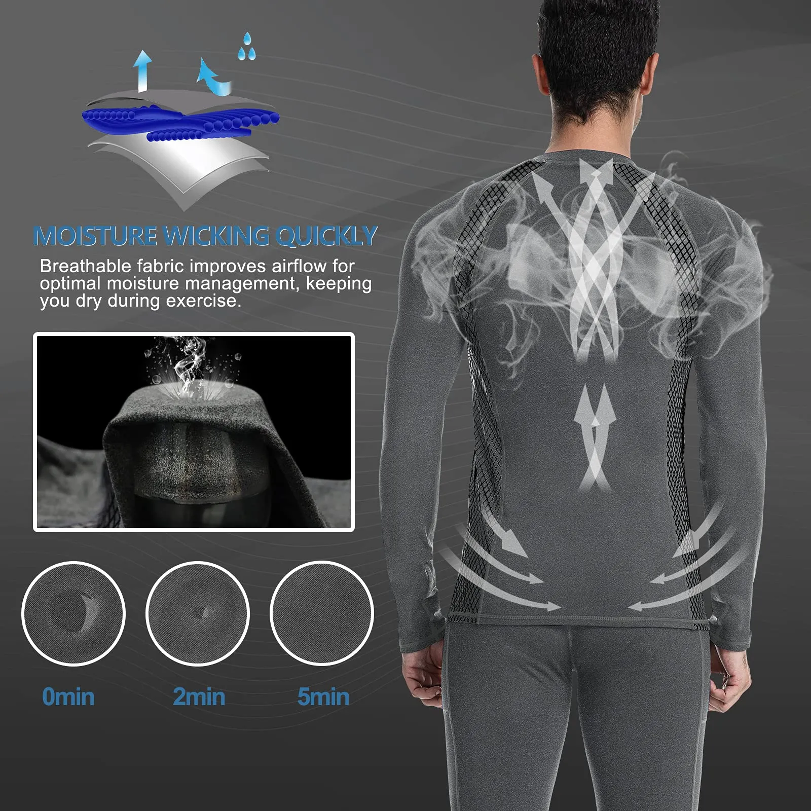 MEETWEE Maglia Termica Uomo a Manica Lunga Compression Baselayer Sport - immagine 3