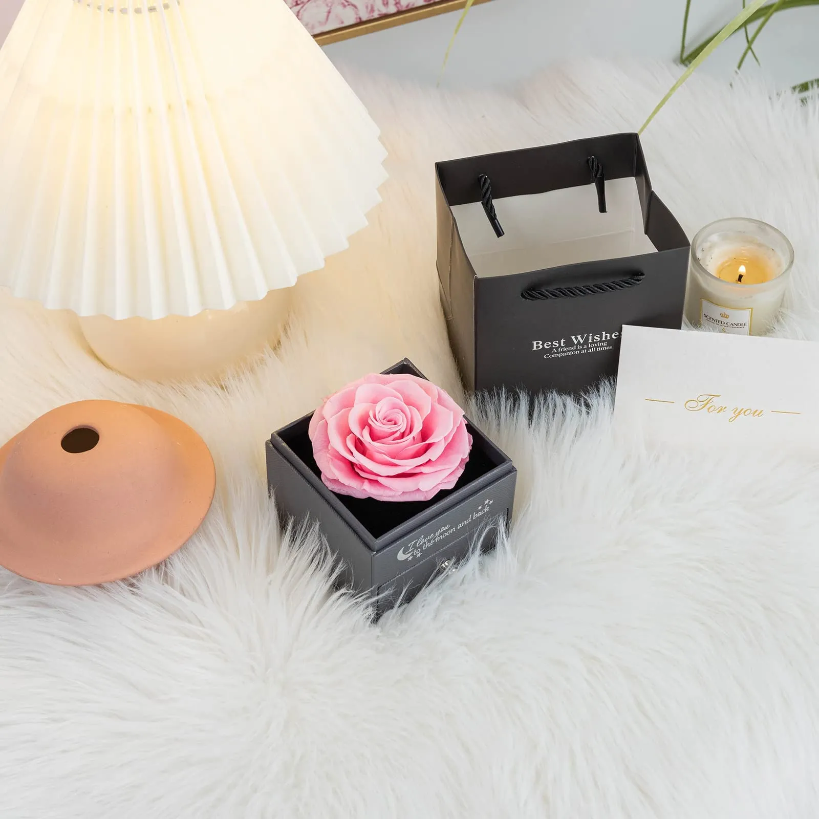 Miofula Rosa Stabilizzata con Collana e Orecchini in Argento 925 e Scatola Regalo - immagine 8