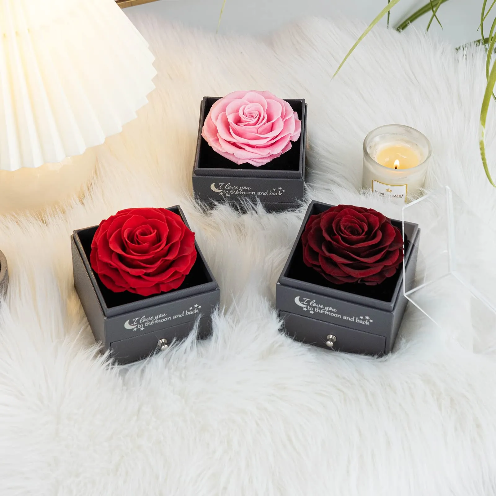 Miofula Rosa Stabilizzata con Collana e Orecchini in Argento 925 e Scatola Regalo - immagine 9