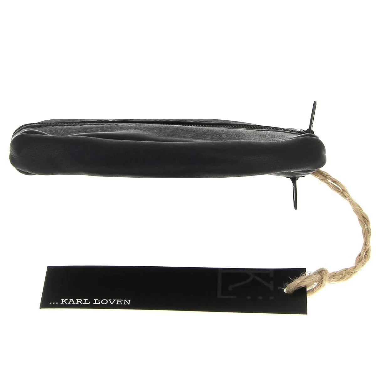 Karl Loven Portamonete uomo in pelle nero slim con doppio scomparto e portachiavi - immagine 5