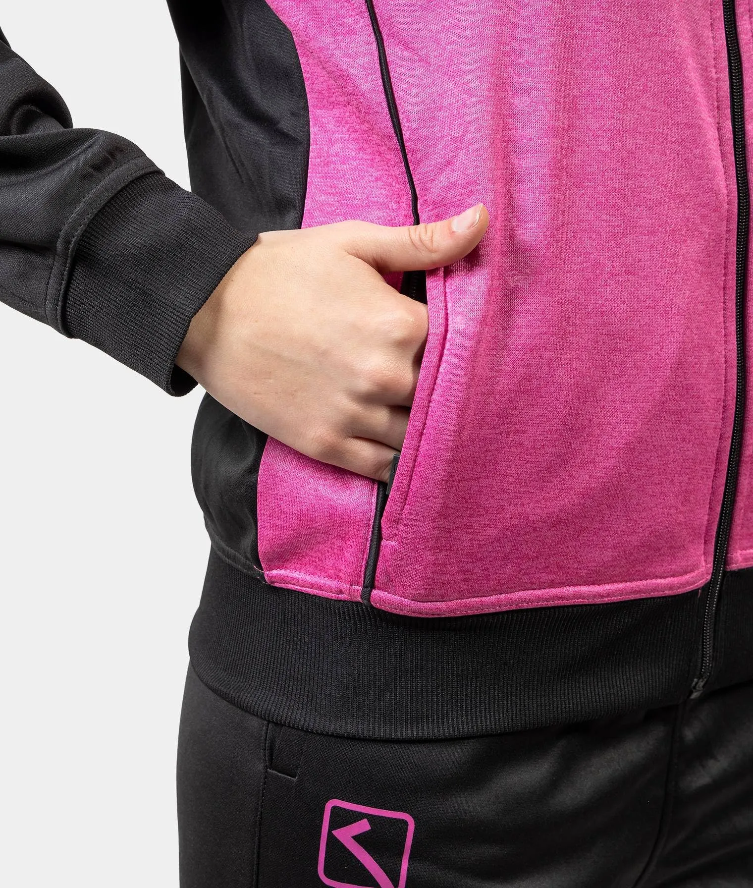 Givova Tuta Visa Melange con Cappuccio Polarfleece Rosa Fluo/Nero XL - immagine 4