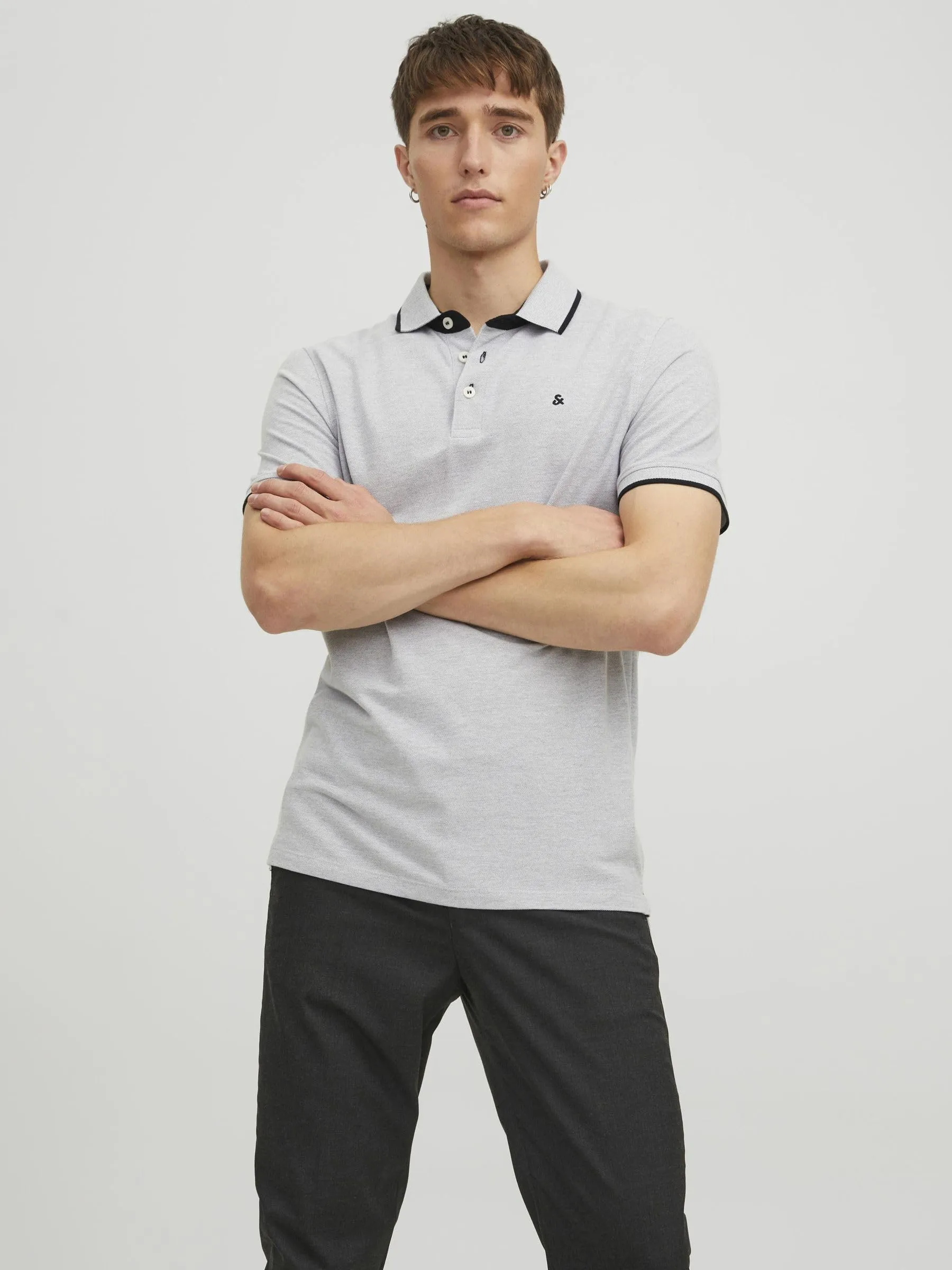 Jack & Jones Jjepaulos Polo SS Noos - Light Grey Melange, Size L - immagine 2