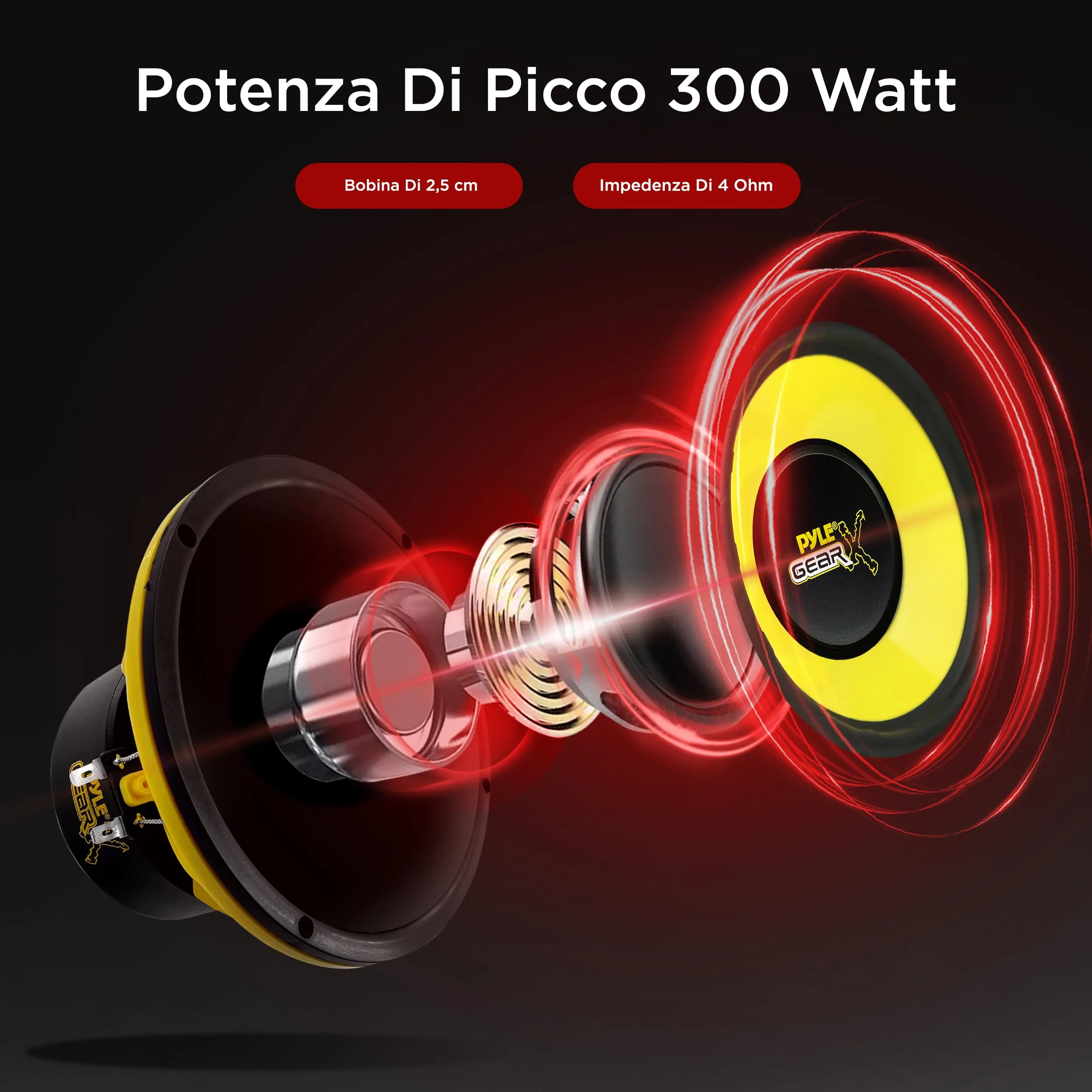 Pyle PLG64 Altoparlanti Auto Woofer 16,5 cm, 300W Picco, 4 Ohm, 60-20KHz, Giallo - immagine 7