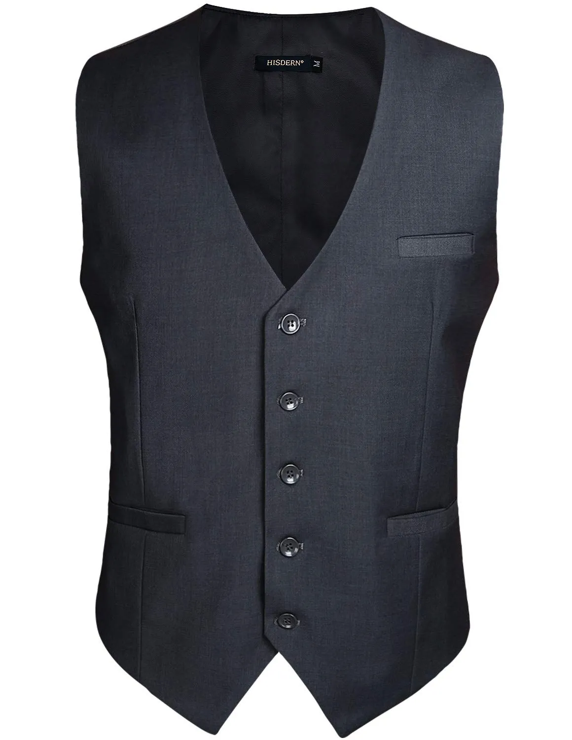 HISDERN Gilet Uomo in Cotone Tinta Unita, Grigio, XL - immagine 2