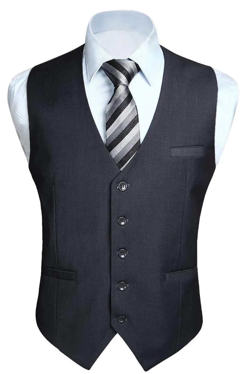 HISDERN Gilet Uomo in Cotone Tinta Unita, Grigio, Large - immagine 1