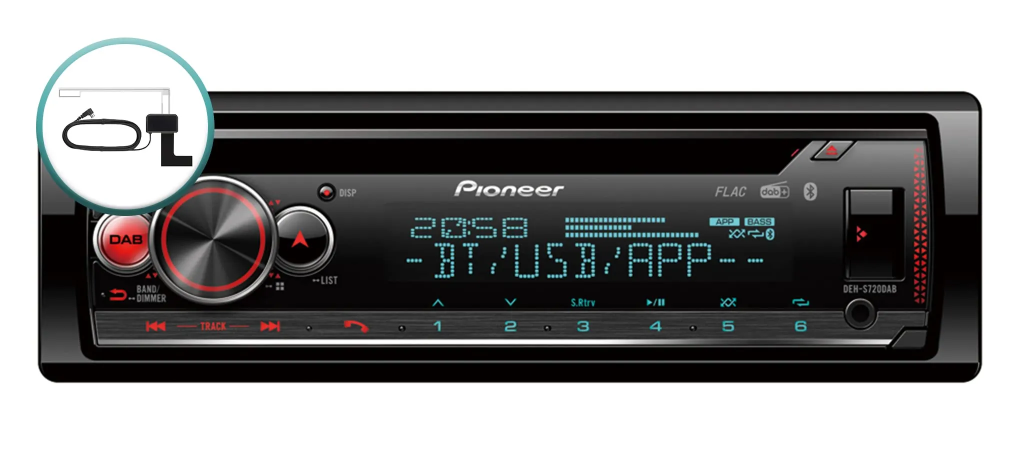 Pioneer DEH-S720DAB-AN Autoradio 1DIN con antenna DAB, CD, FM, DAB+, Bluetooth, USB e AUX, Illuminazione RGB, Smart Sync - immagine 2
