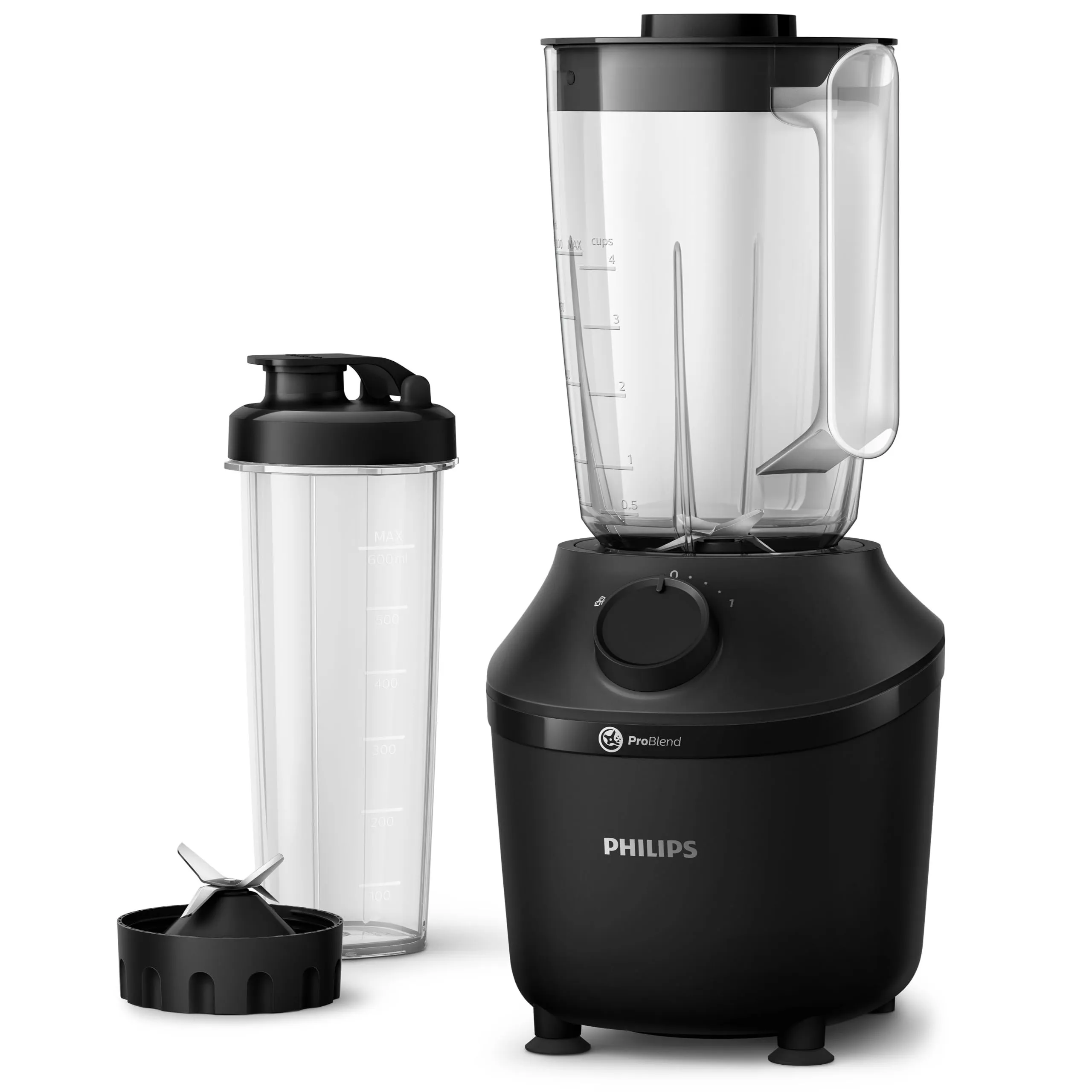 Philips Frullatore Elettrico 3000 HR2041/41 con Borraccia Portatile, 450W, 1,9L, Nero - immagine 1
