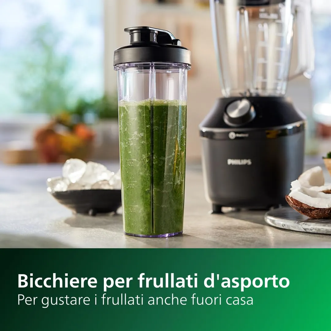 Philips Frullatore Elettrico 3000 HR2041/41 con Borraccia Portatile, 450W, 1,9L, Nero - immagine 7