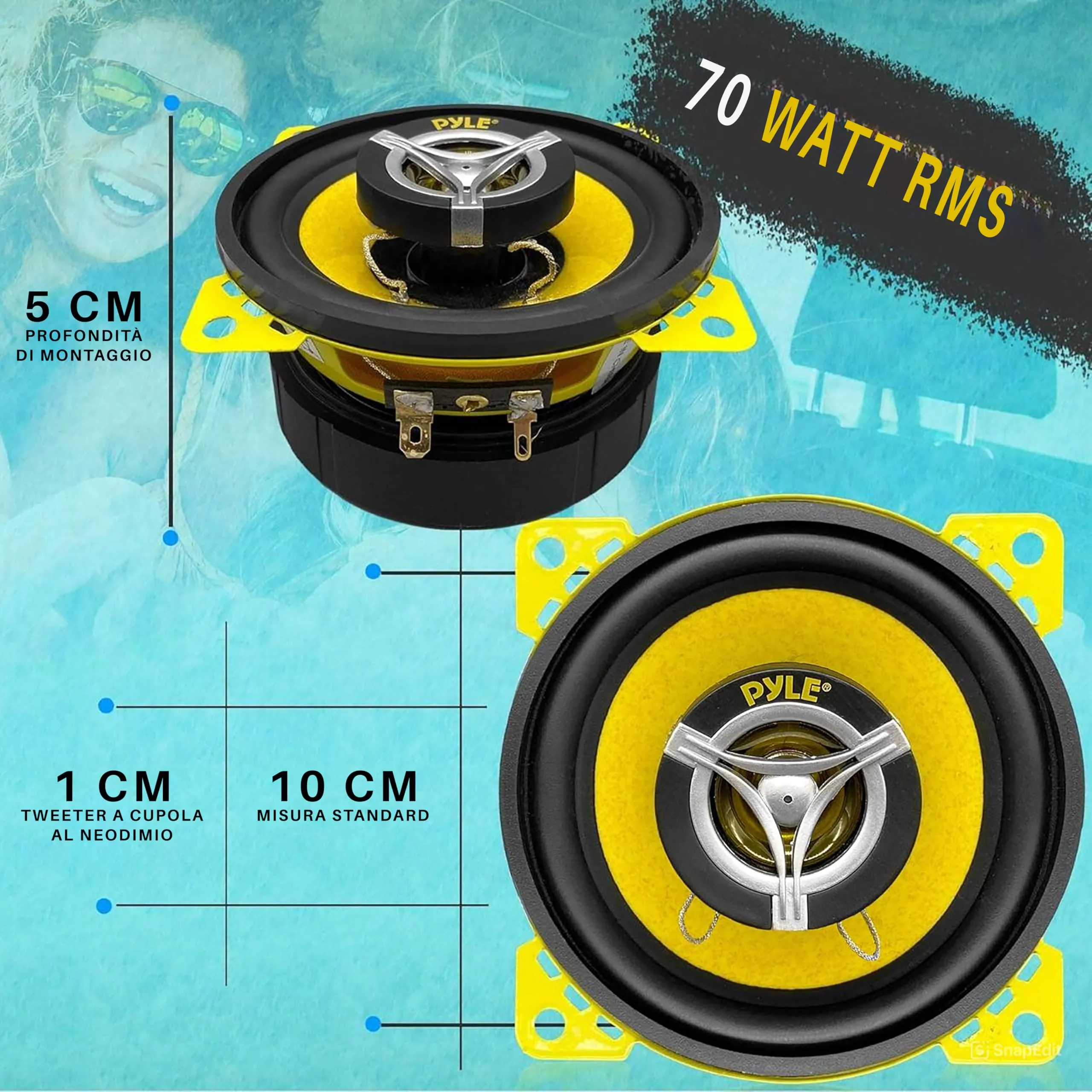 Pyle PLG4.2 Altoparlanti Auto 10,16 cm, 140W, 4 Ohm, 2 Vie - immagine 3