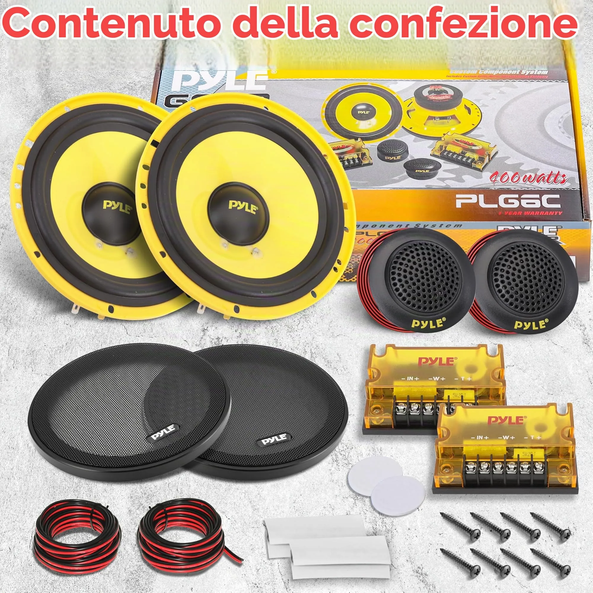 Pyle PLG6C Sistema di Altoparlanti Auto 2 Vie, 16,5 cm, 400W - immagine 2