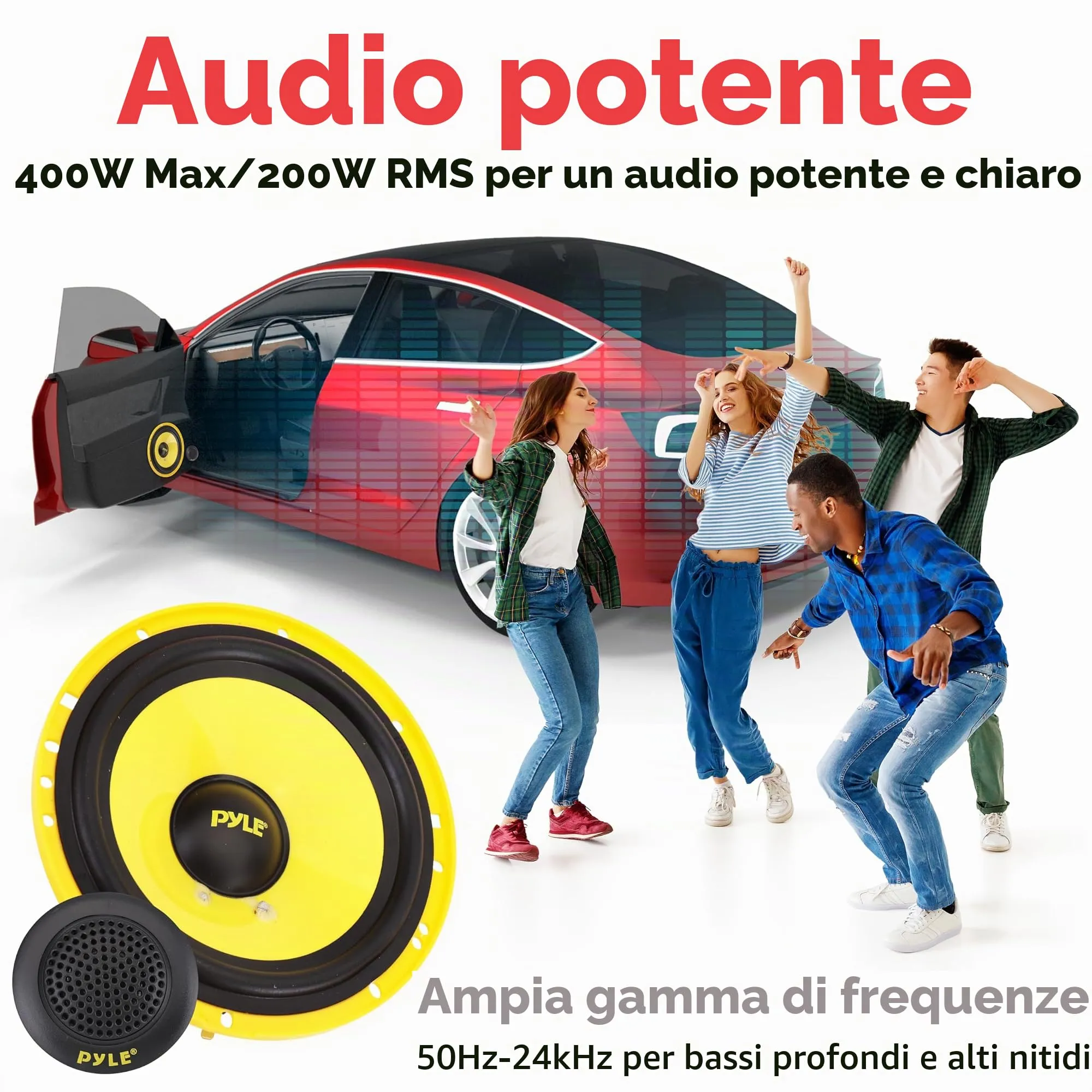 Pyle PLG6C Sistema di Altoparlanti Auto 2 Vie, 16,5 cm, 400W - immagine 3