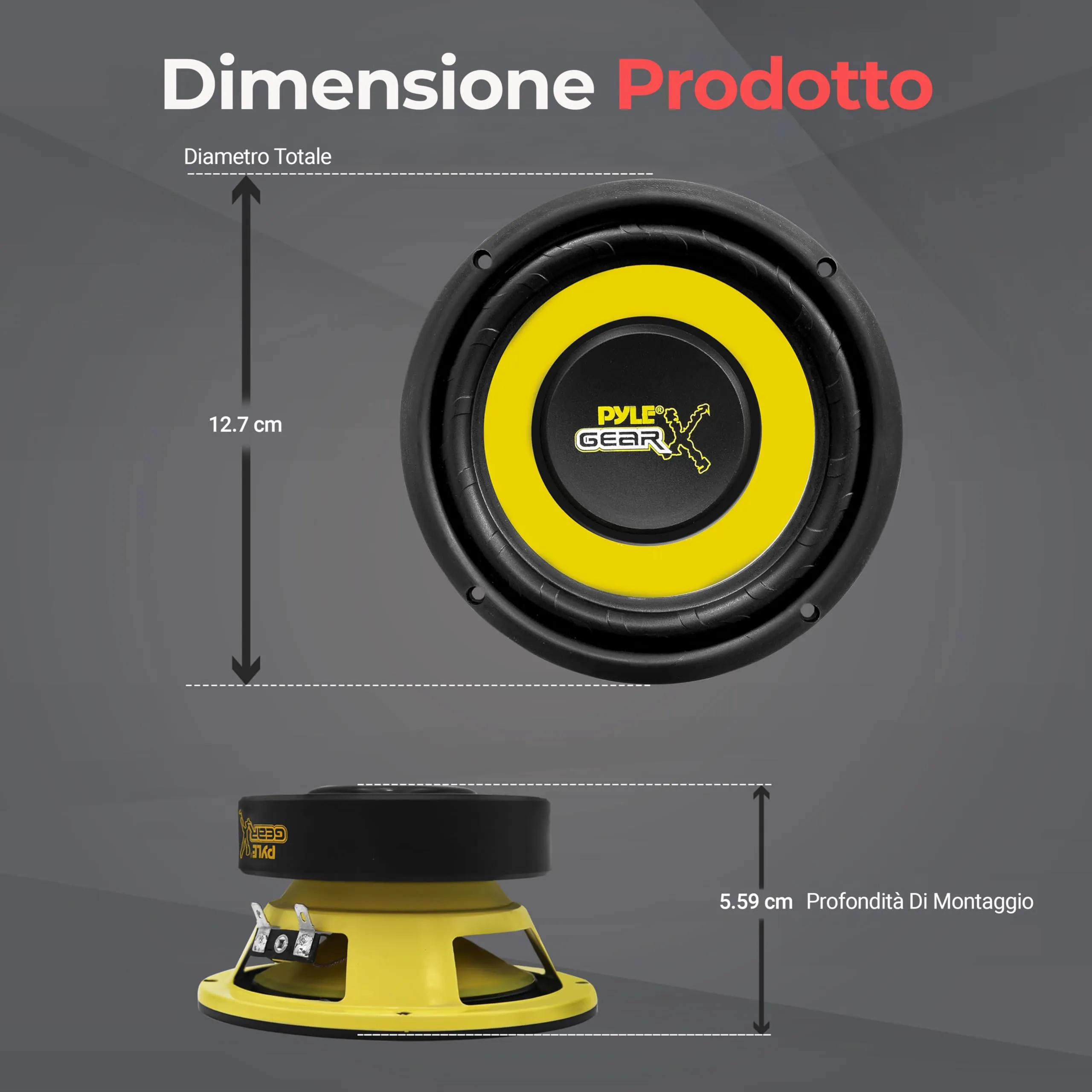 Pyle PLG54 Subwoofer Auto 5" 200W 4Ω Cono Polimero Bobina Alluminio - immagine 2