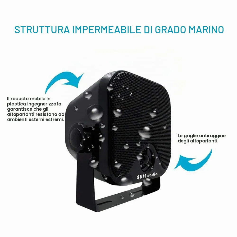 Herdio Diffusori Esterni 100W 4" Sistema Stereo Impermeabile Marino (Coppia) - immagine 3