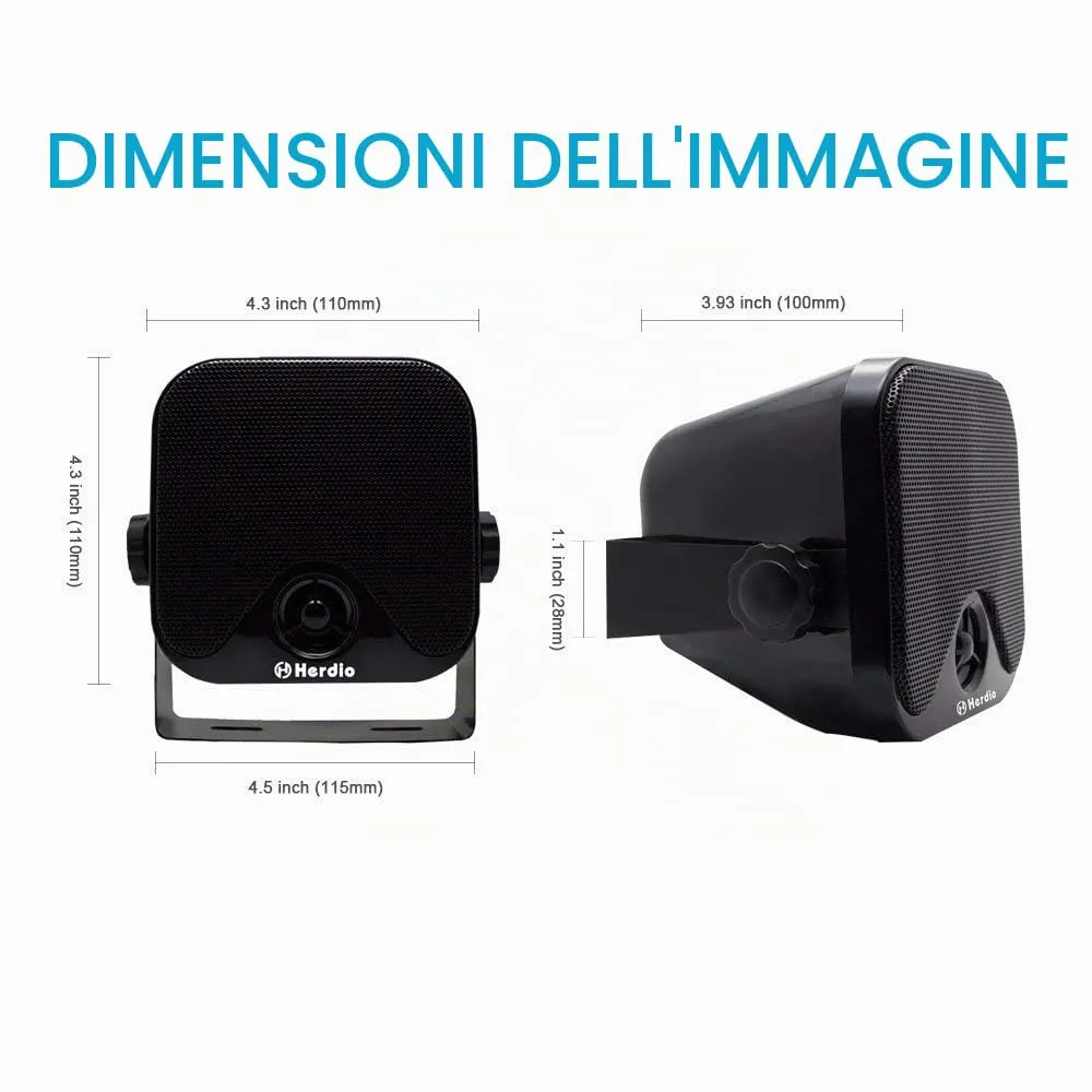 Herdio Diffusori Esterni 100W 4" Sistema Stereo Impermeabile Marino (Coppia) - immagine 5