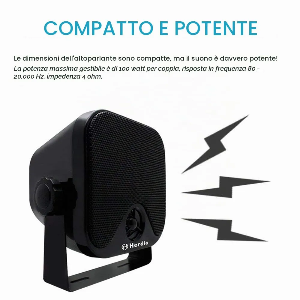 Herdio Diffusori Esterni 100W 4" Sistema Stereo Impermeabile Marino (Coppia) - immagine 6