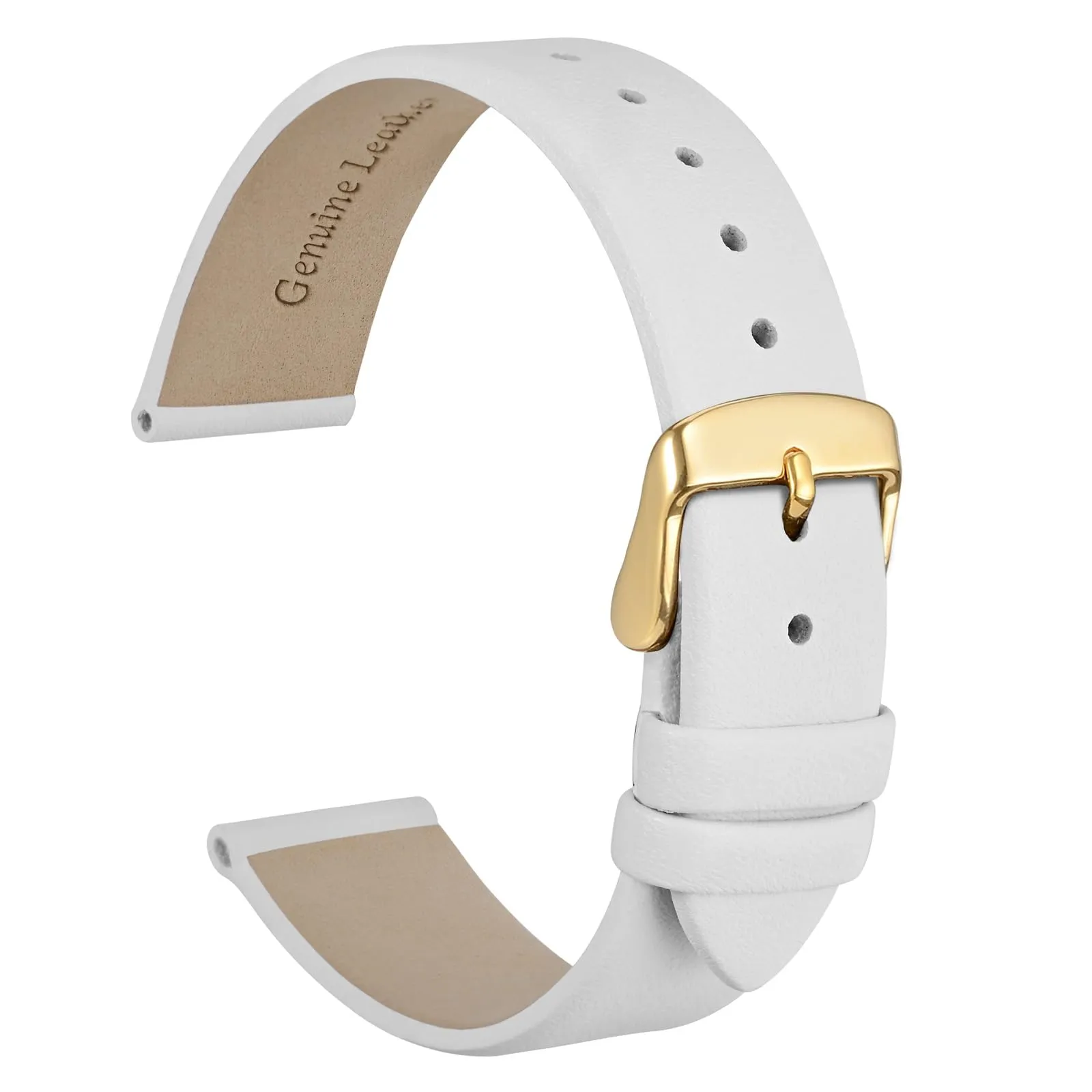 WOCCI Cinturino per Orologio in Pelle 22mm con Fibbia Oro, Bianco - immagine 1