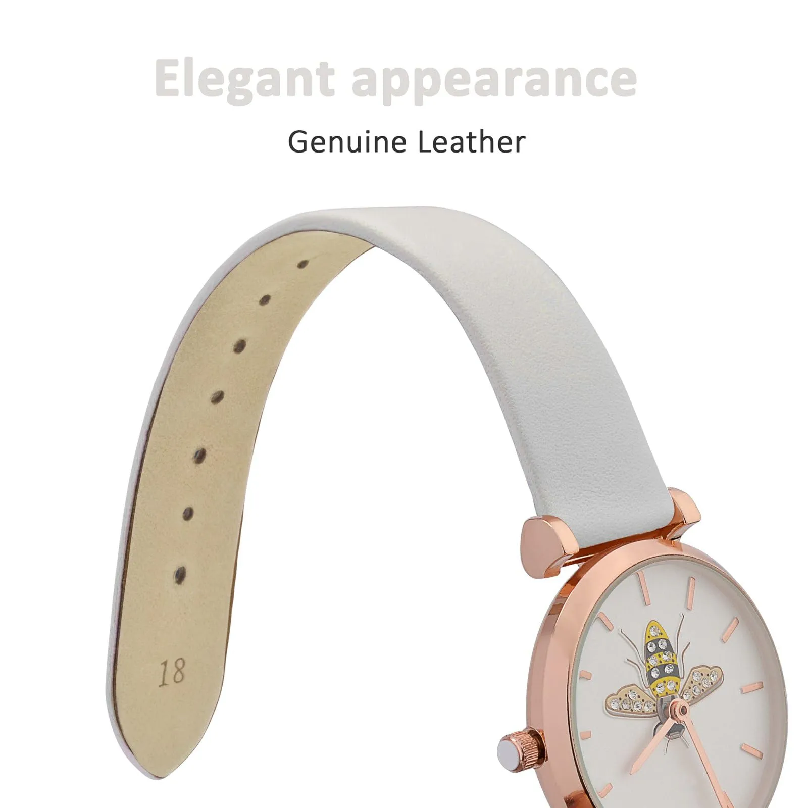 WOCCI Cinturino per Orologio in Pelle 22mm con Fibbia Oro, Bianco - immagine 3