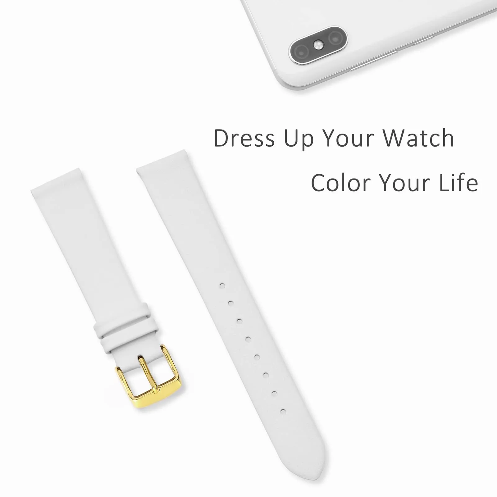 WOCCI Cinturino per Orologio in Pelle 22mm con Fibbia Oro, Bianco - immagine 7
