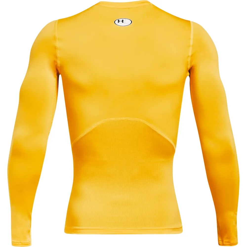 Under Armour HeatGear Maglietta a compressione a maniche lunghe da uomo, Giallo Taxi/Nero, XXL - immagine 6