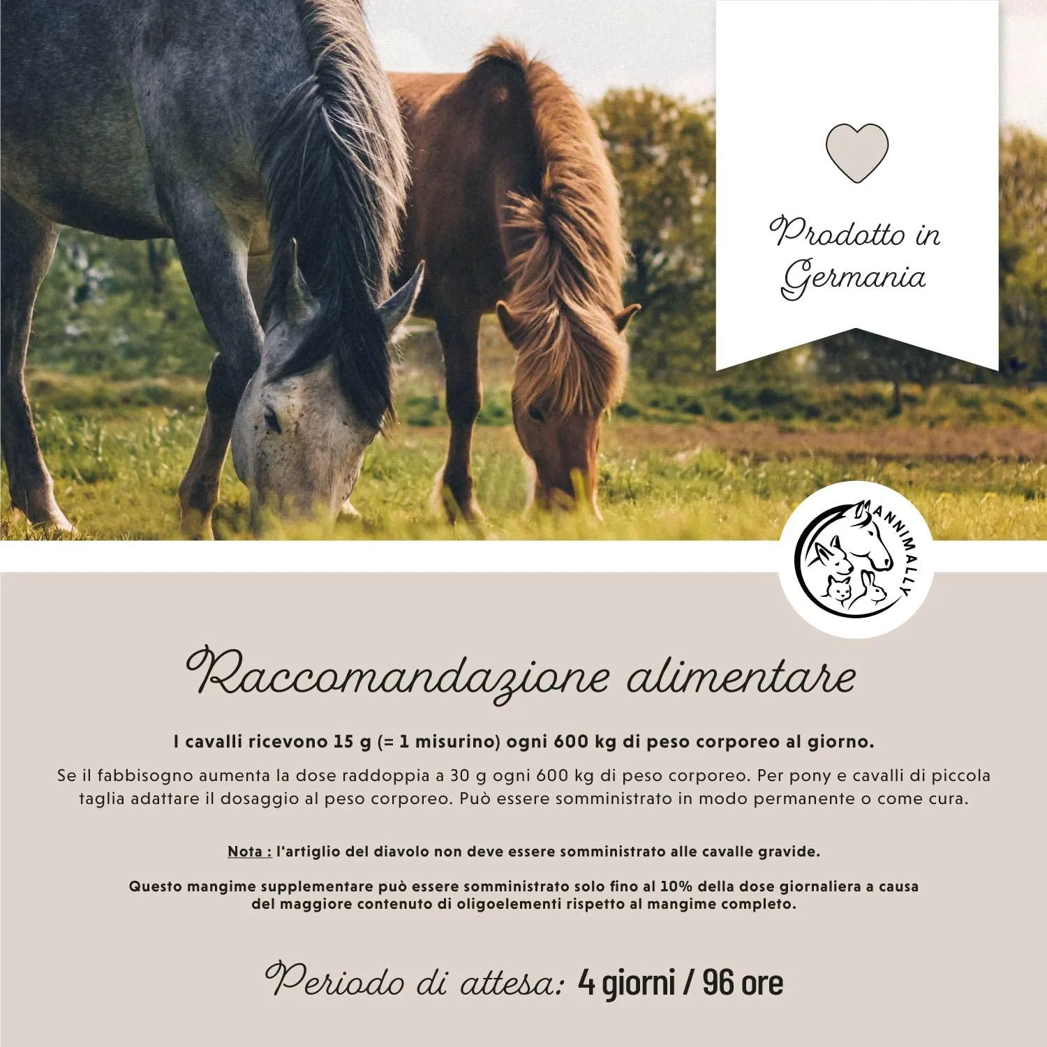Annimally Polvere per Articolazioni Cavalli 850g con MSM, Glucosamina, Condroitina e Artiglio del Diavolo - immagine 5