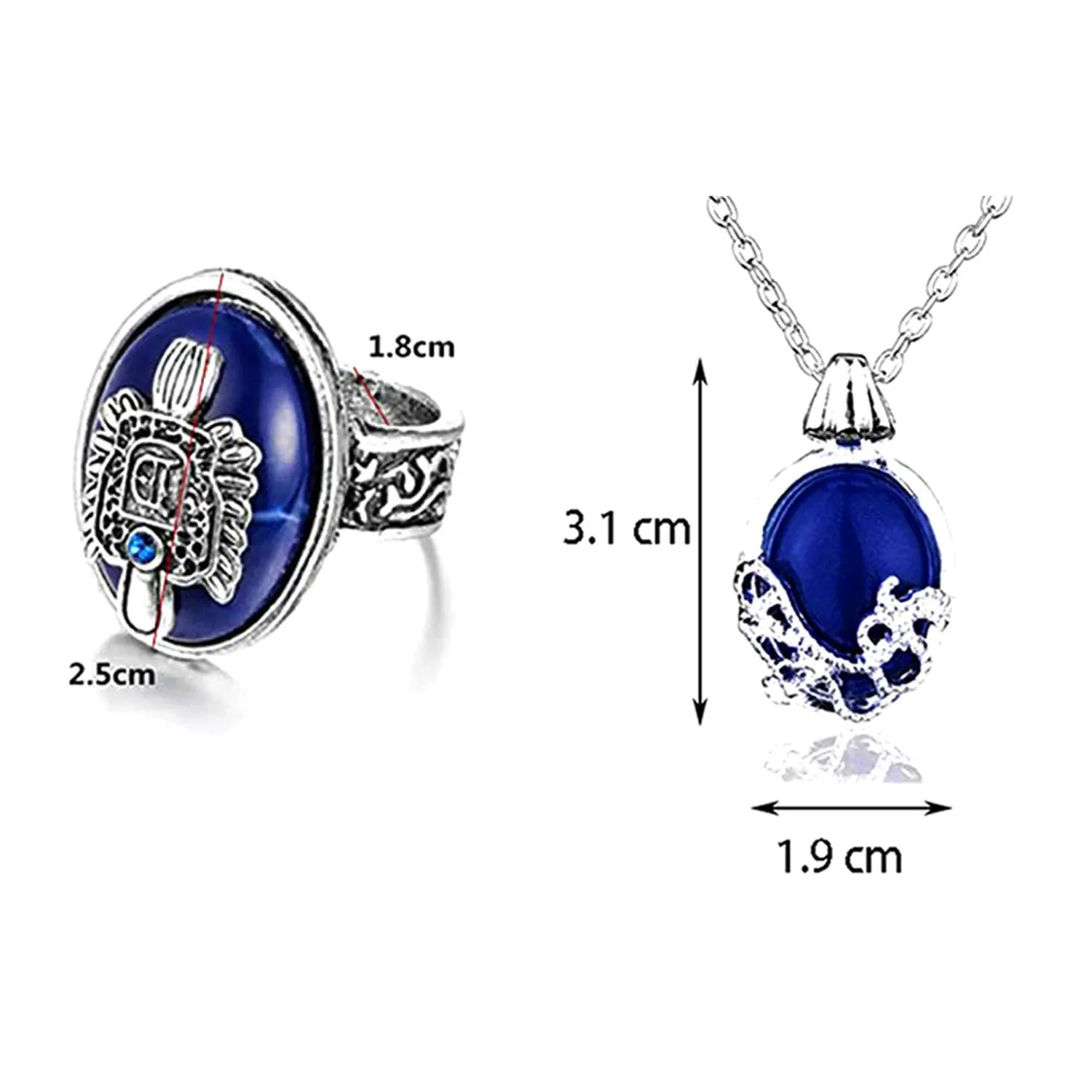 HJYZY Vampire Daylight Walking Signet Ring and Necklace Set with 10 Stickers, Zinc - immagine 2
