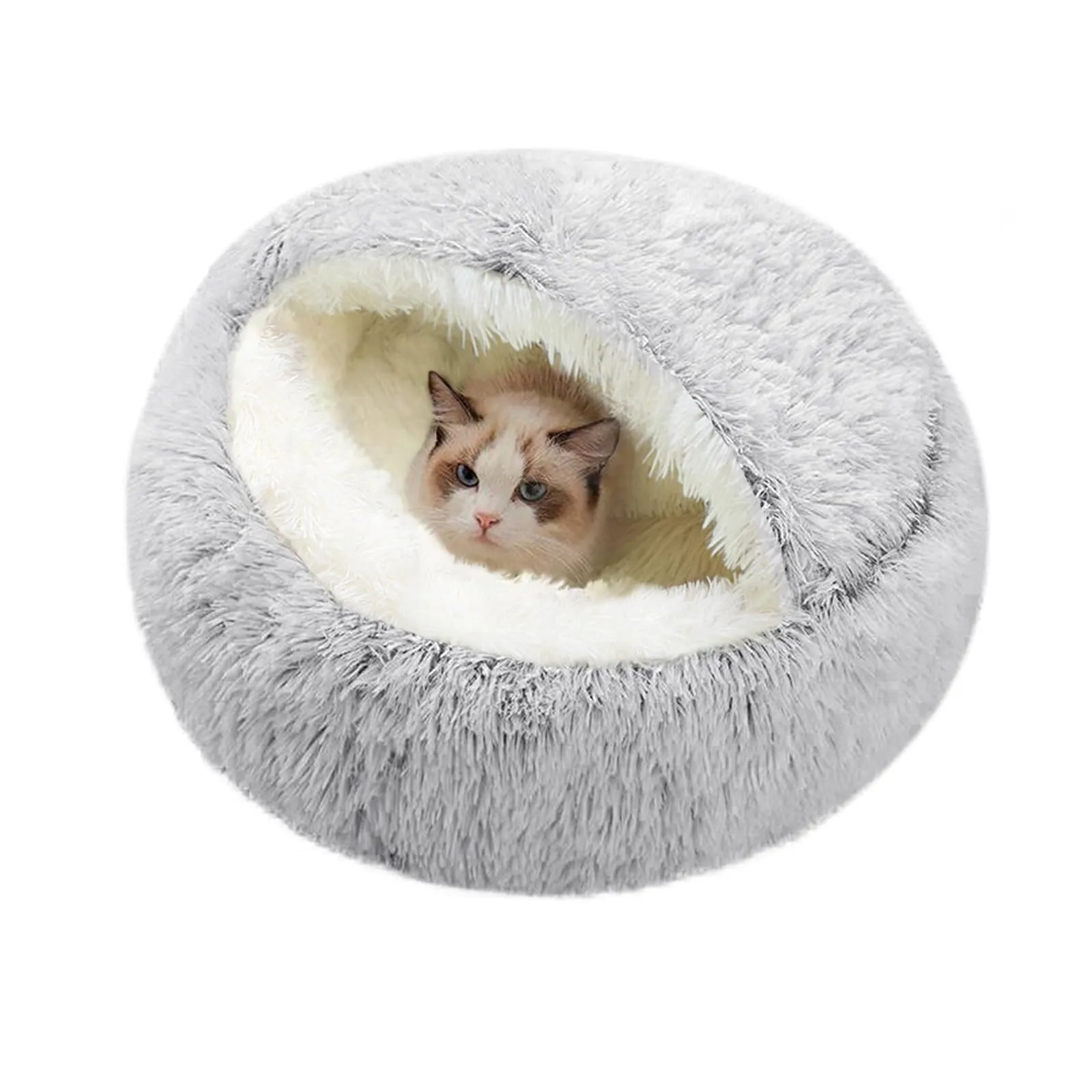 SUOXU Lettino Calmante a Ciambella per Gatti e Cani di Piccola Taglia, Cuscino Morbido e Caldo con Coperta - immagine 1