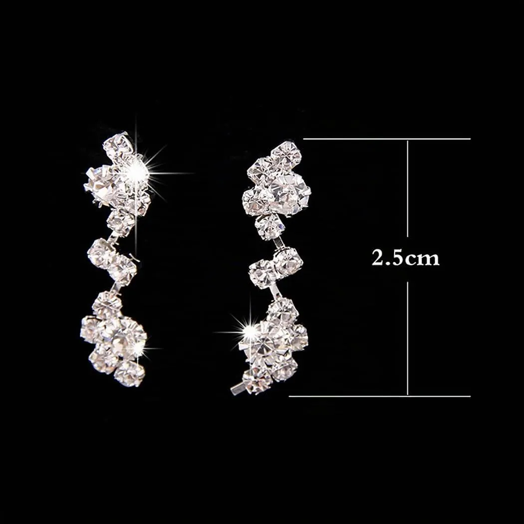 Wedity Set Collana e Orecchini in Cristallo Argento per Sposa - immagine 5