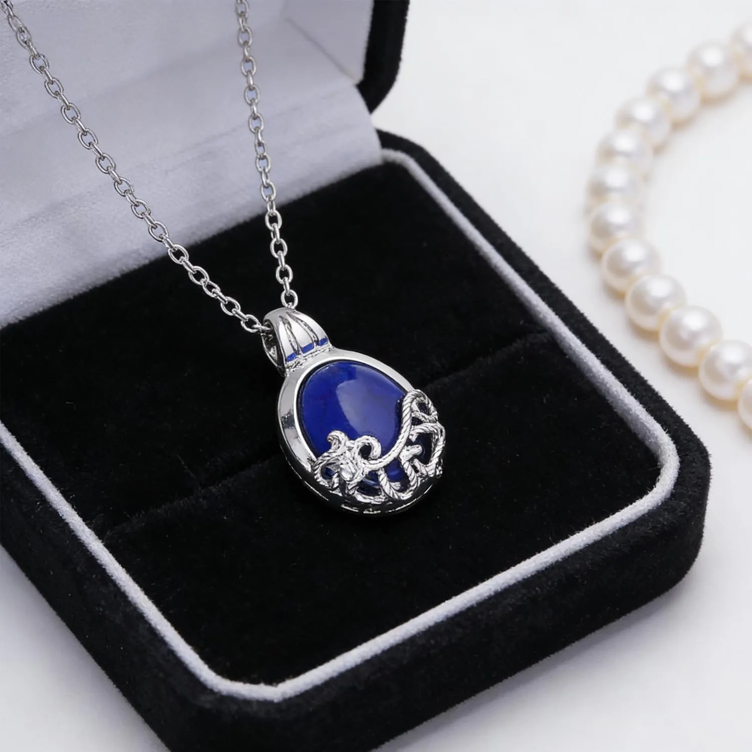 YouU The Vampire Set - Collana con ciondolo cristalli di zaffiro di Katherine e Elena Gilbert per cosplay con 21 adesivi - immagine 4